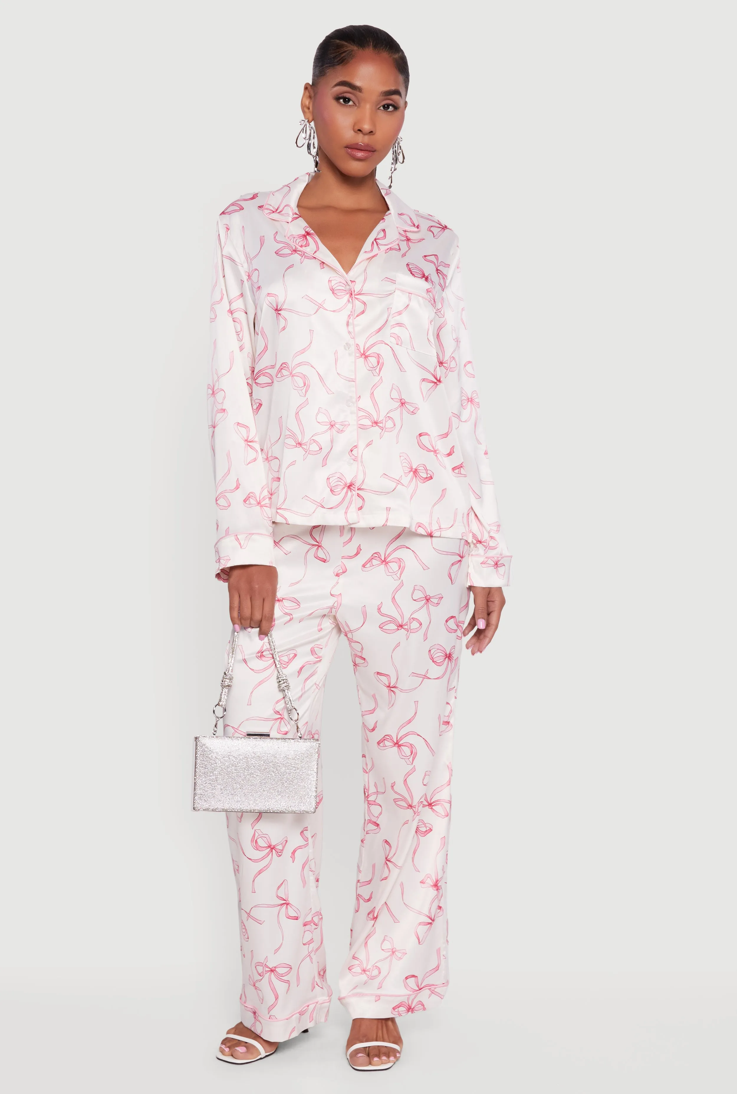 Satin Bow Print Pants sold by Rainbow