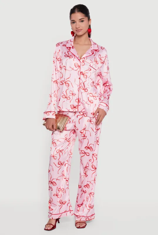 Satin Bow Print Pants sold by Rainbow