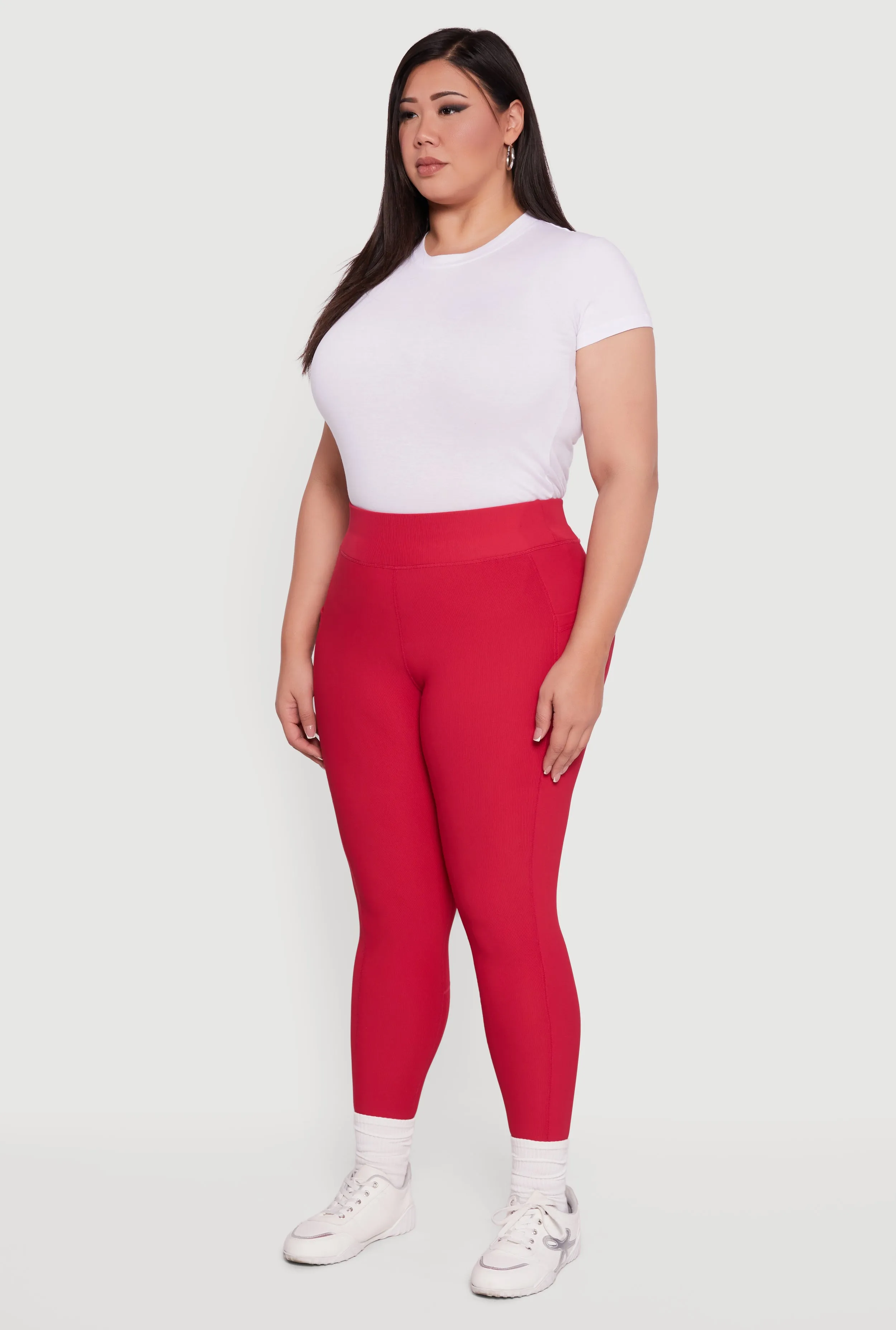 Plus Size Rib Knit Leggings with Cell Phone Pocket sold by Rainbow product image thumbnail 3