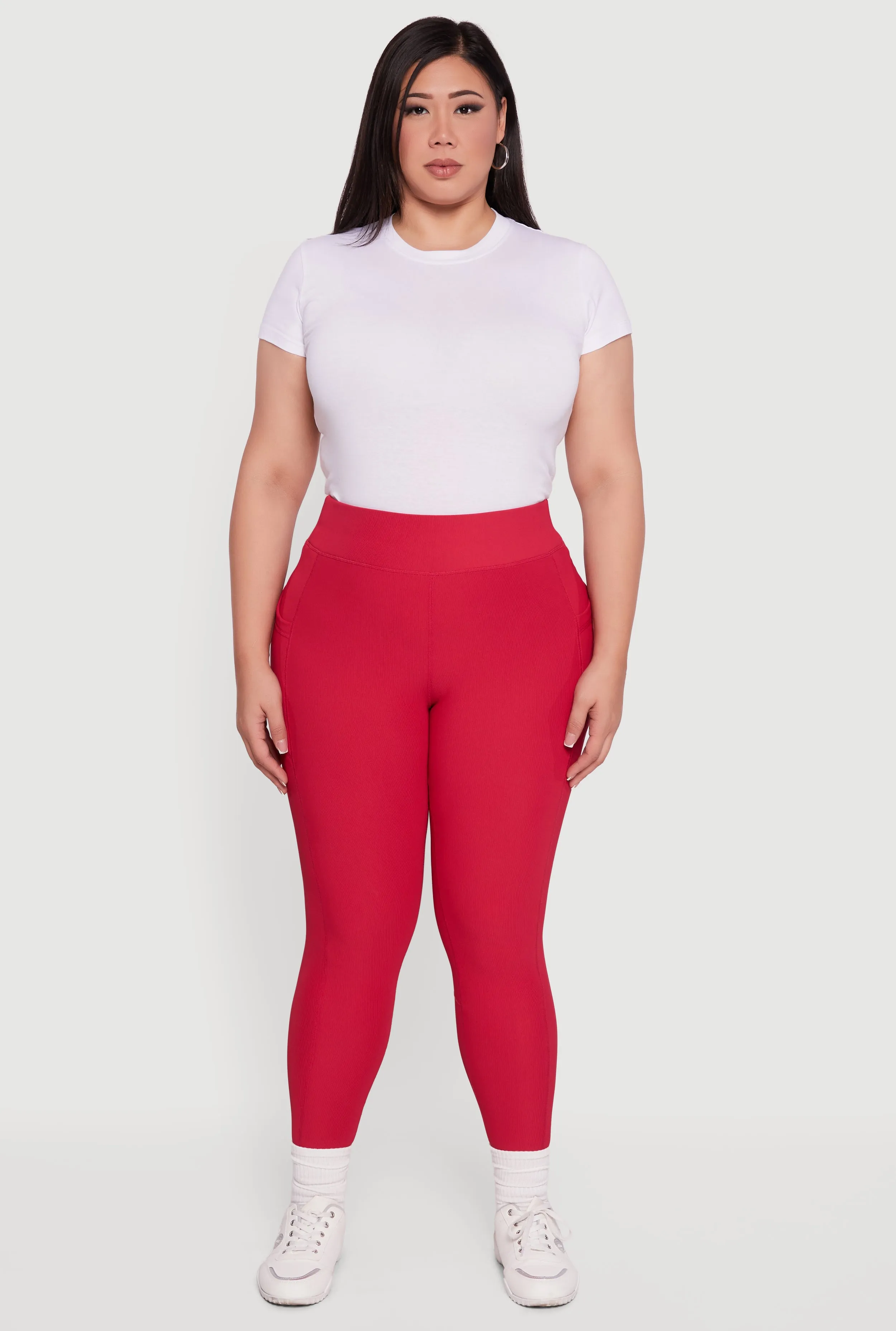 Plus Size Rib Knit Leggings with Cell Phone Pocket sold by Rainbow product image thumbnail 2