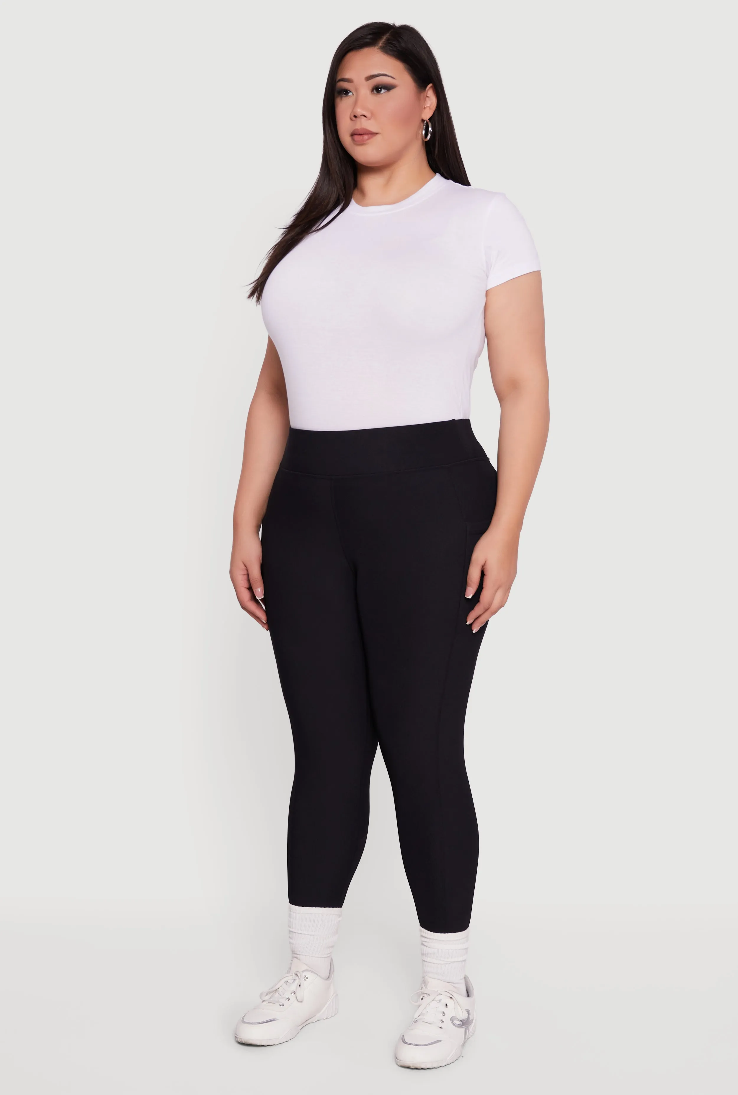 Plus Size Rib Knit Leggings with Cell Phone Pocket sold by Rainbow product image thumbnail 3