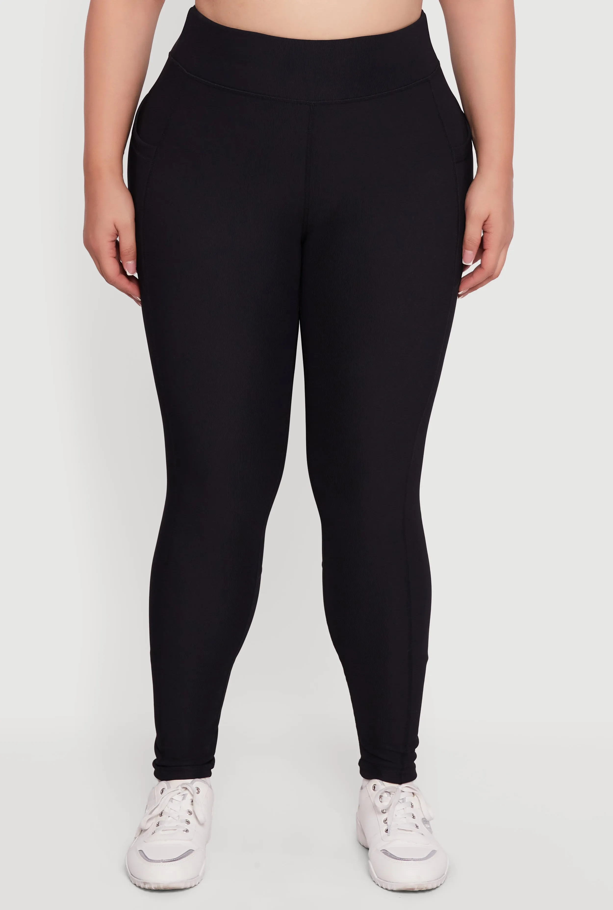 Plus Size Rib Knit Leggings with Cell Phone Pocket sold by Rainbow product image thumbnail 5