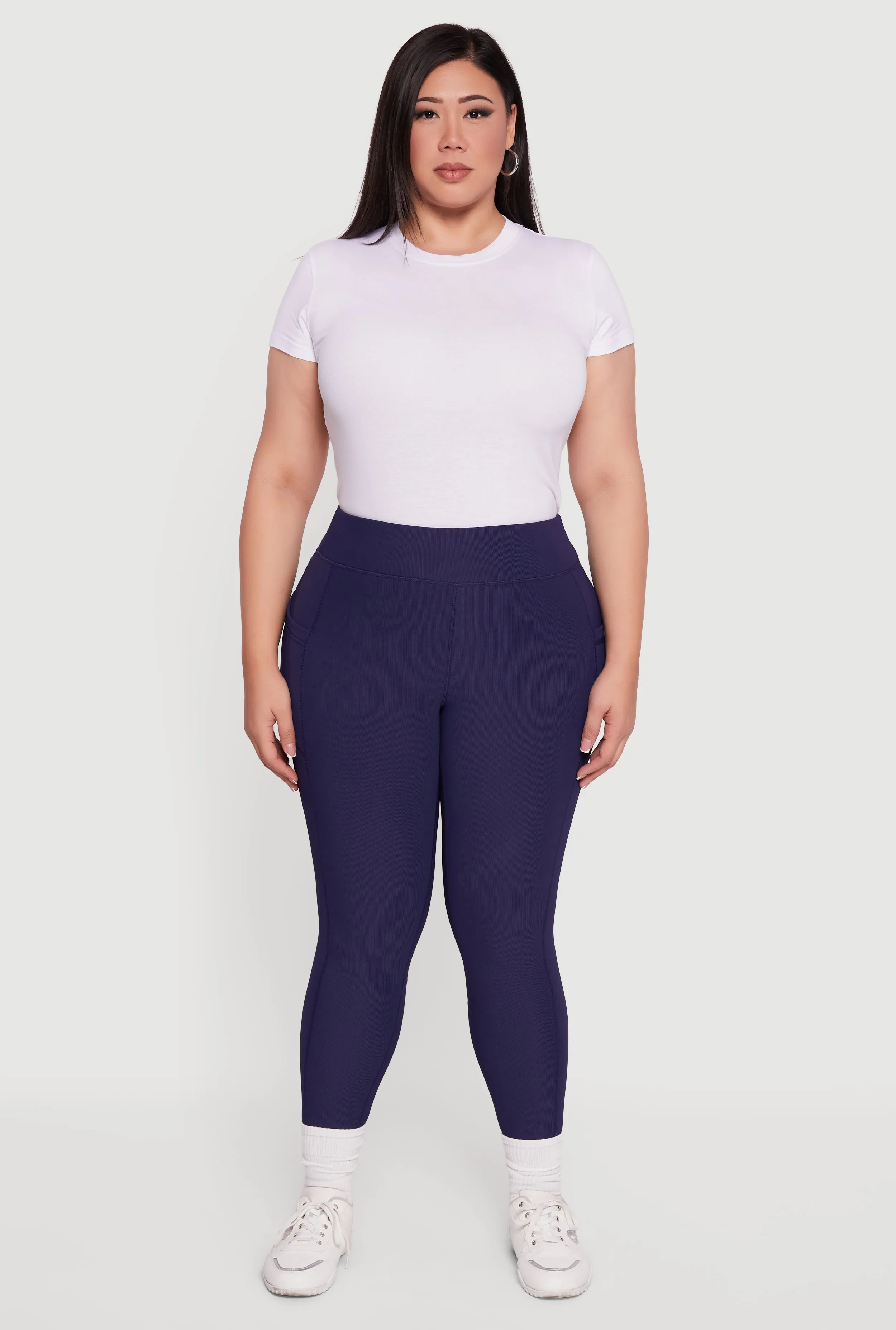 Plus Size Rib Knit Leggings with Cell Phone Pocket sold by Rainbow product image thumbnail 2