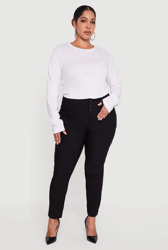 Plus Size Almost Famous Three Button High Waisted Pants sold by Rainbow