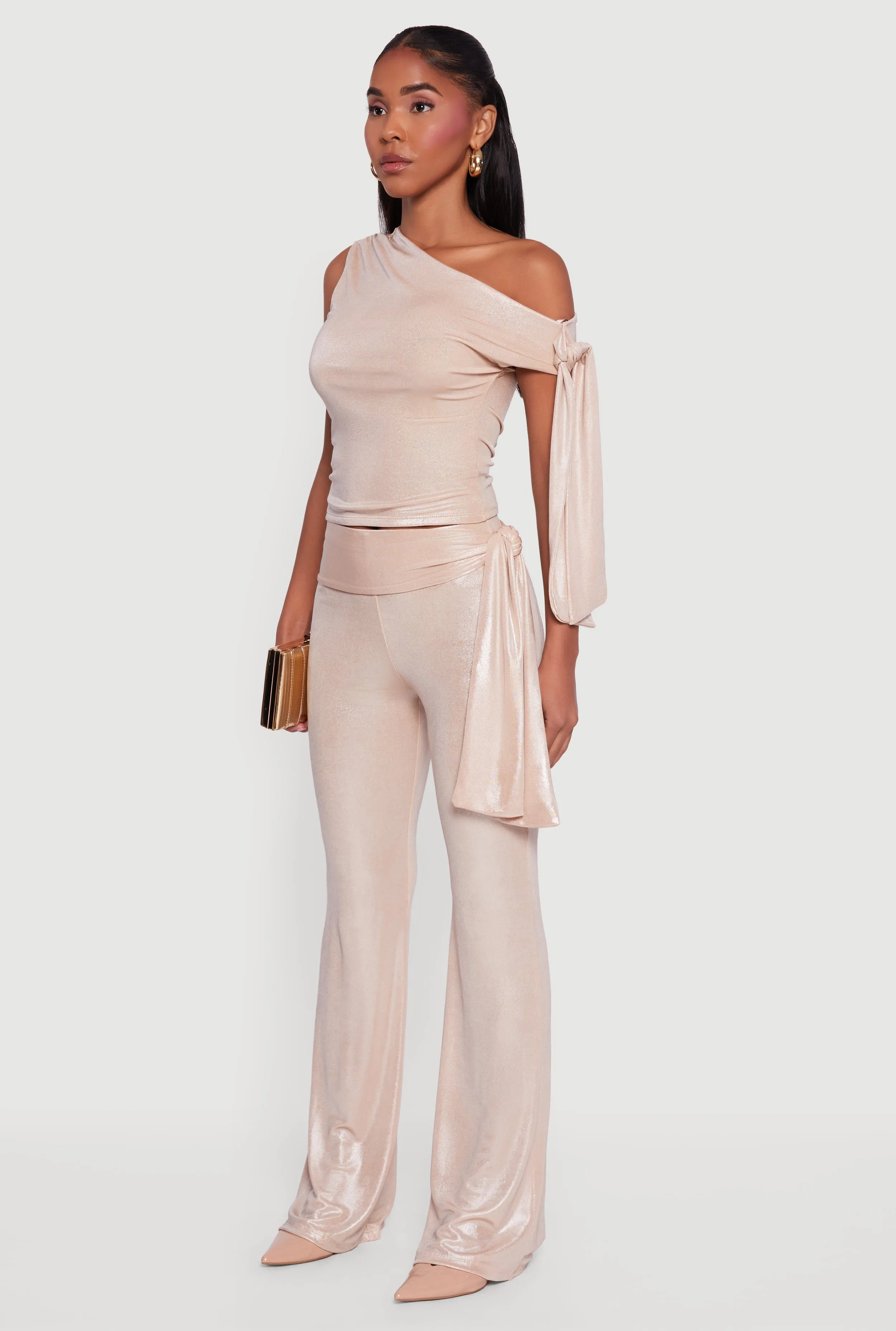 Metallic Knot Strap One Shoulder Top sold by Rainbow product image thumbnail 5