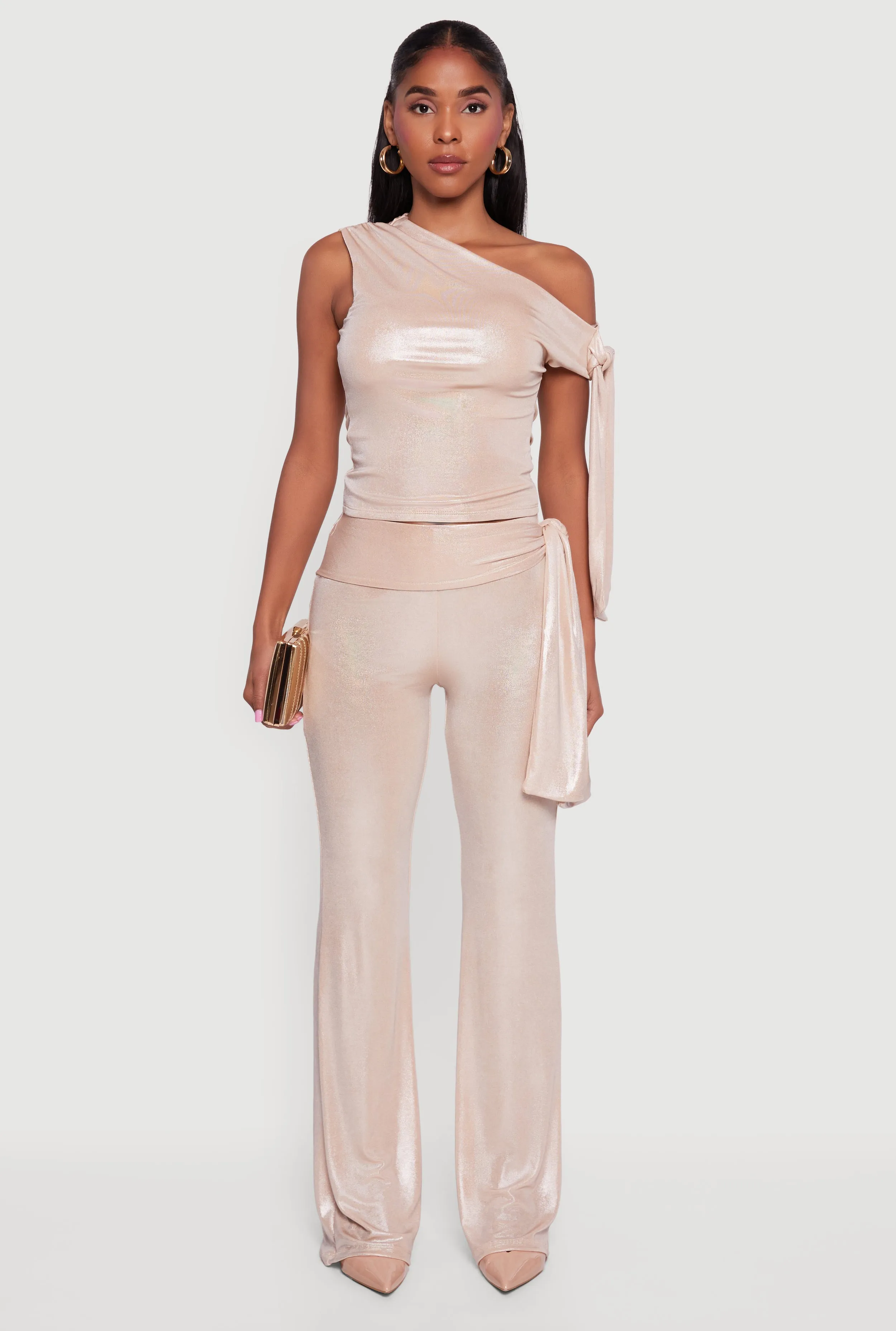 Metallic Knot Strap One Shoulder Top sold by Rainbow product image thumbnail 2