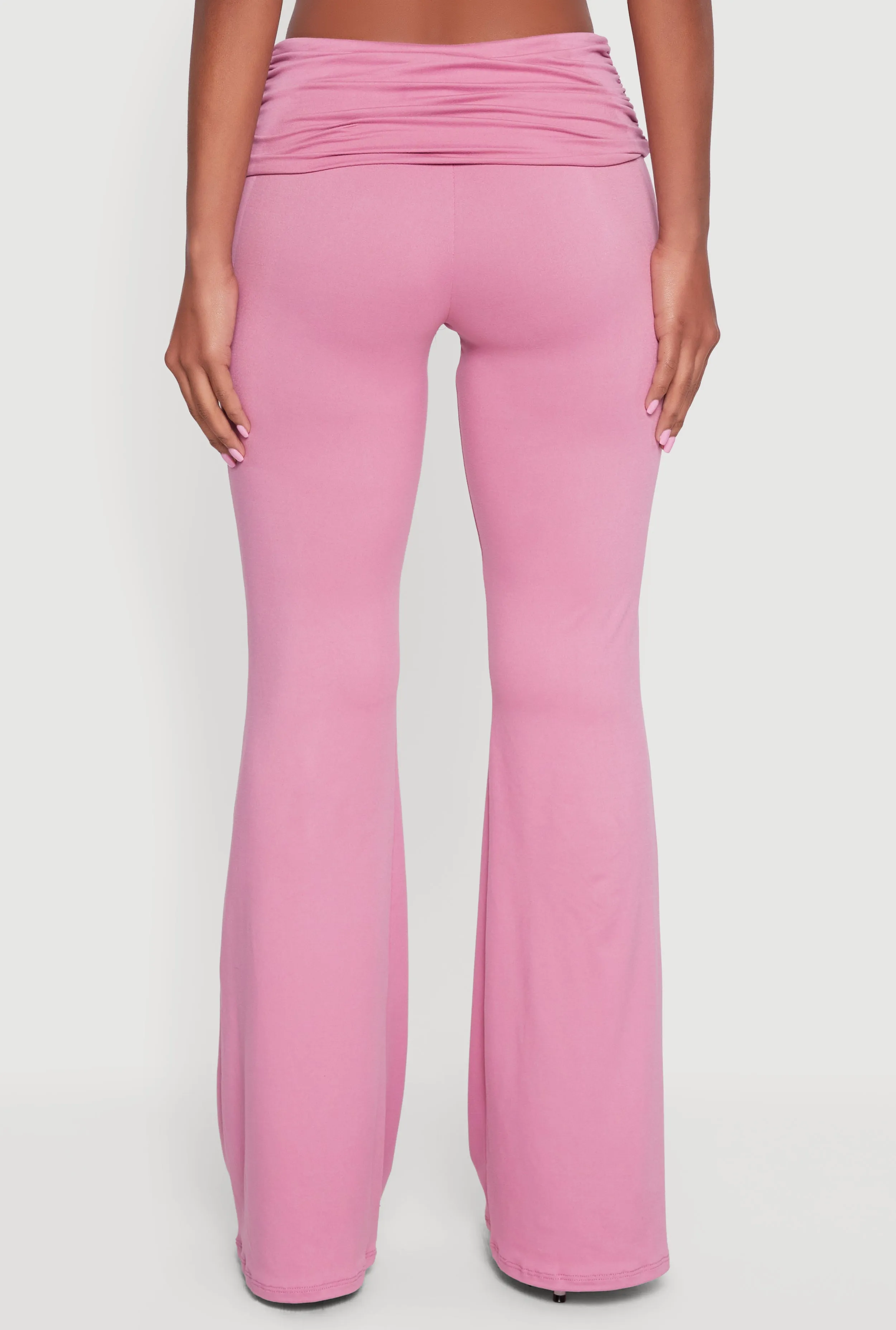 Soft Knit Ruched Fold Over Flare Pants sold by Rainbow product image thumbnail 5