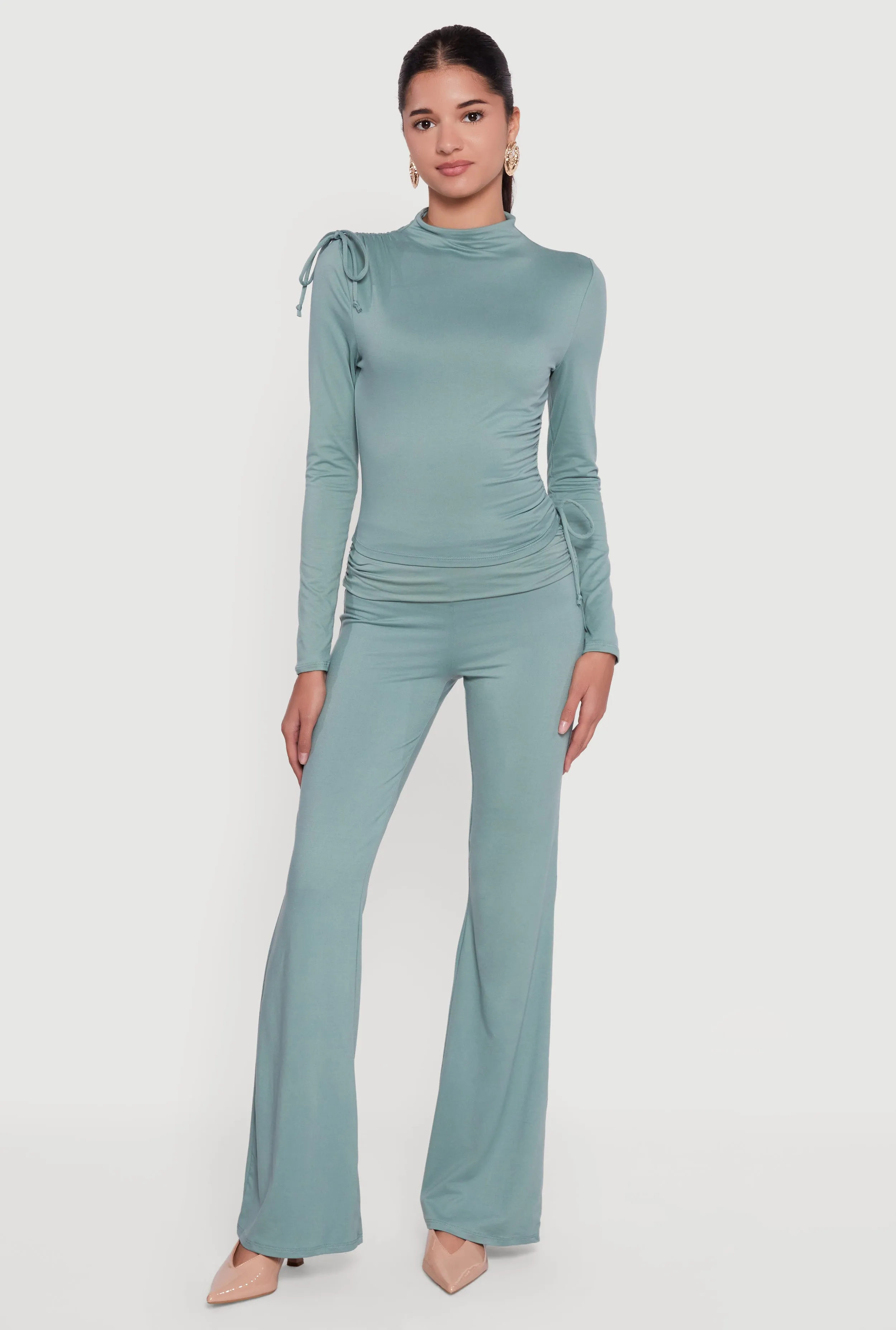 Soft Knit Asymmetrical Drawstring Side Top sold by Rainbow product image thumbnail 2