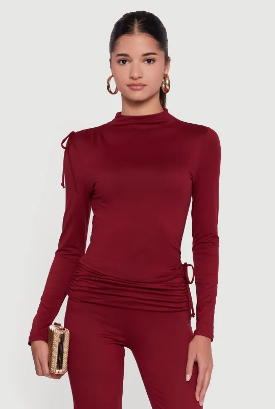 Soft Knit Asymmetrical Drawstring Side Top sold by Rainbow