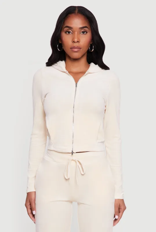 Hooded Zip Front Velour Jacket sold by Rainbow