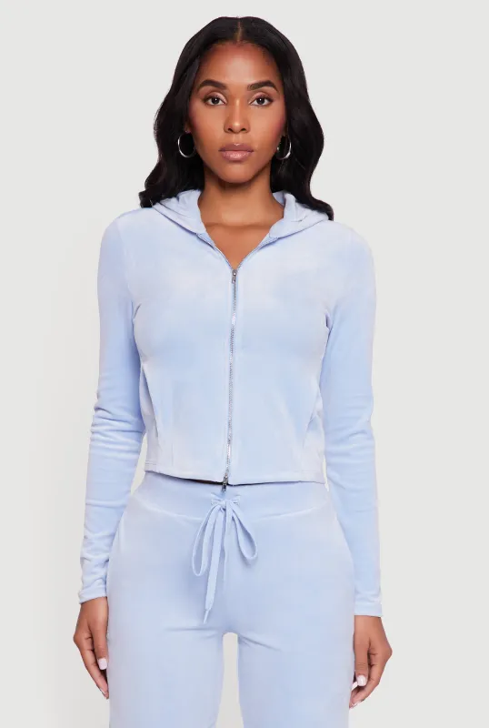 Hooded Zip Front Velour Jacket sold by Rainbow