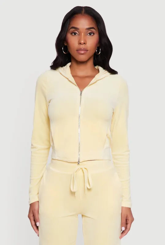 Hooded Zip Front Velour Jacket sold by Rainbow