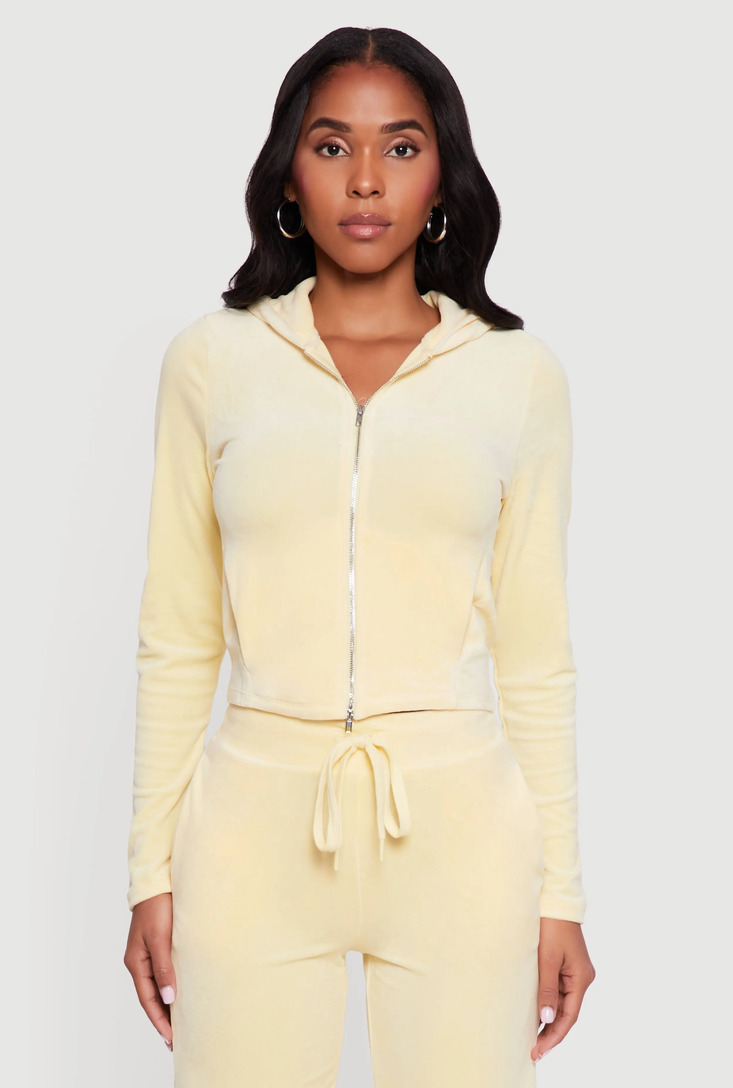 Hooded Zip Front Velour Jacket sold by Rainbow