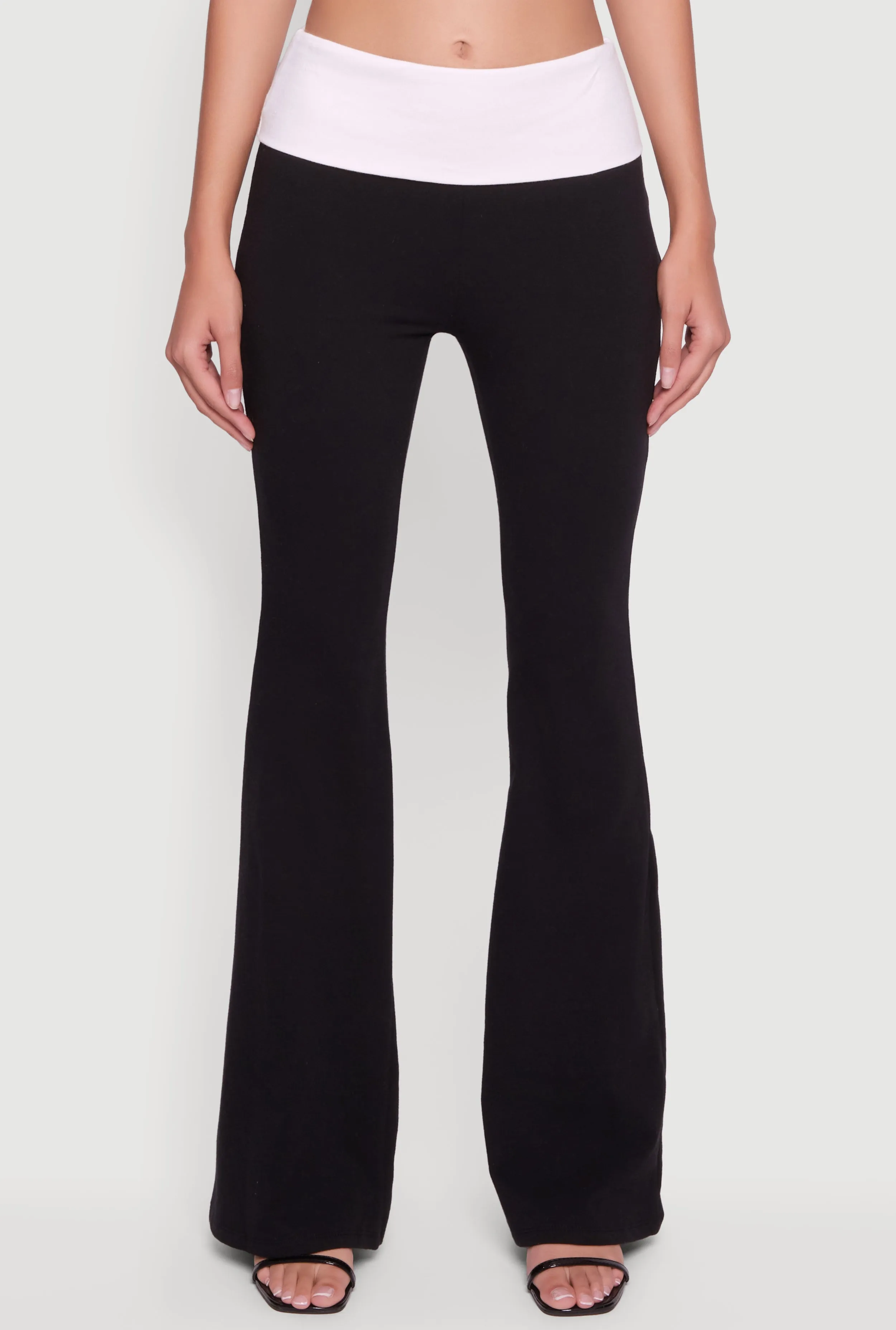 Color Blocked Fold Over Flare Leg Pants sold by Rainbow product image thumbnail 3