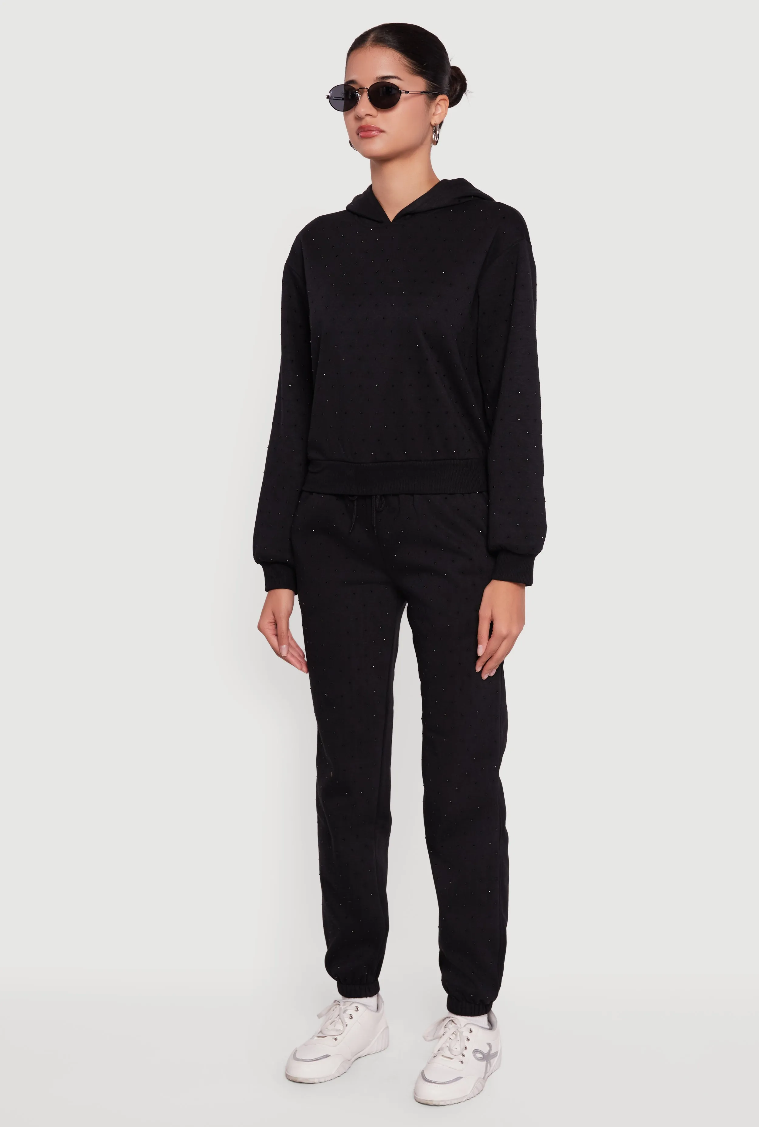 Almost Famous Rhinestone Studded Fleece Pullover Hoodie sold by Rainbow product image thumbnail 5