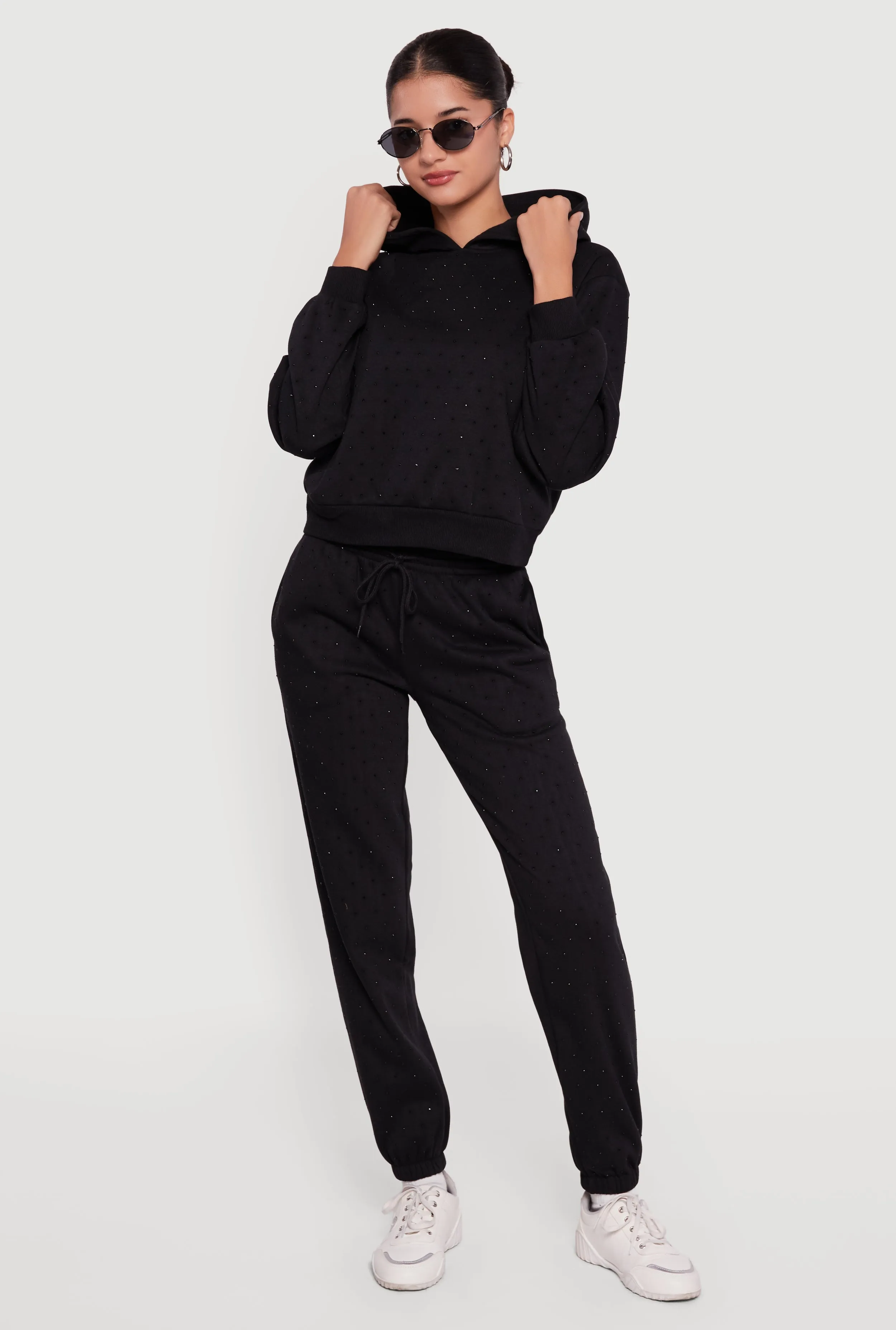 Almost Famous Rhinestone Studded Fleece Pullover Hoodie sold by Rainbow product image thumbnail 2