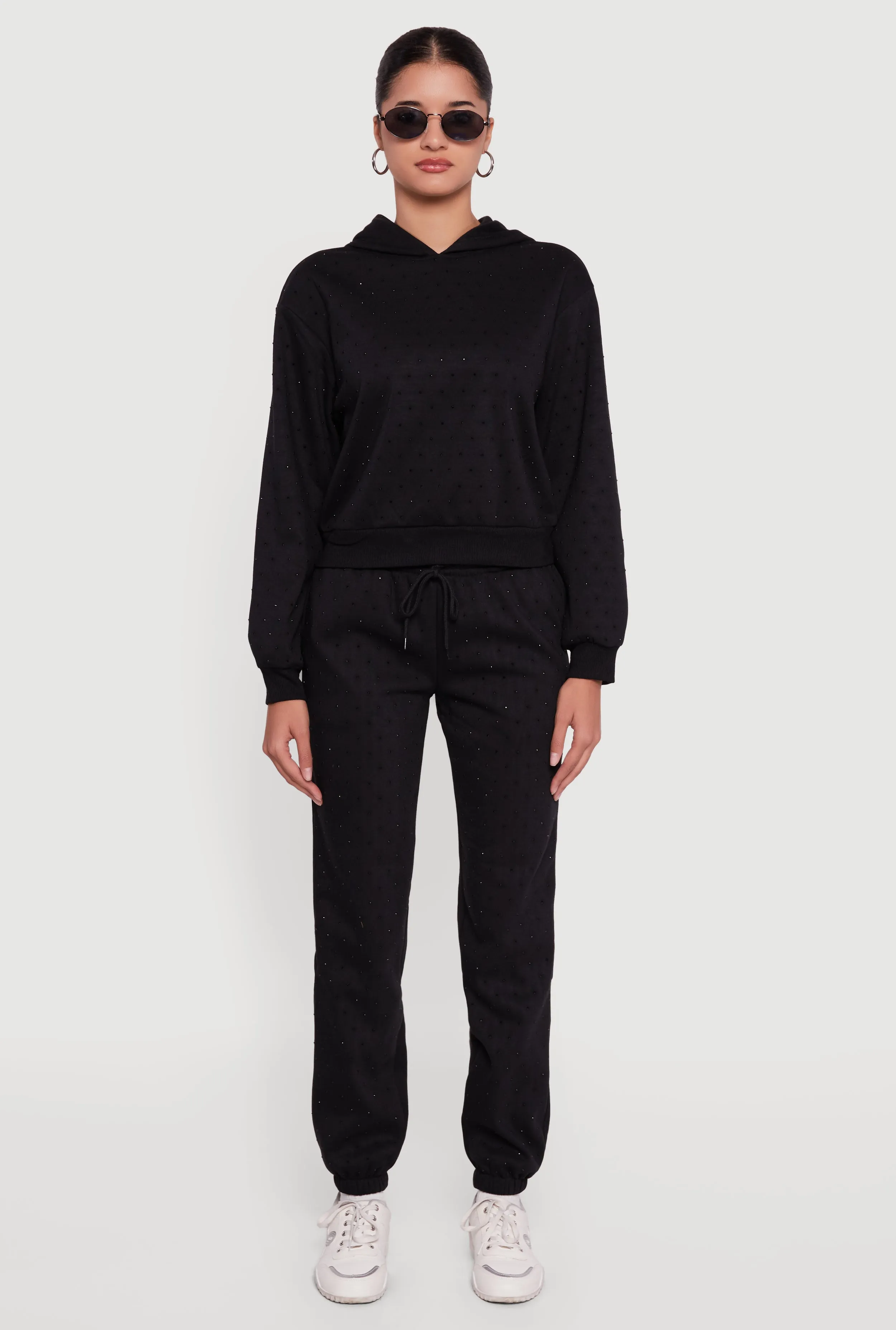 Almost Famous Rhinestone Studded Fleece Pullover Hoodie sold by Rainbow product image thumbnail 3