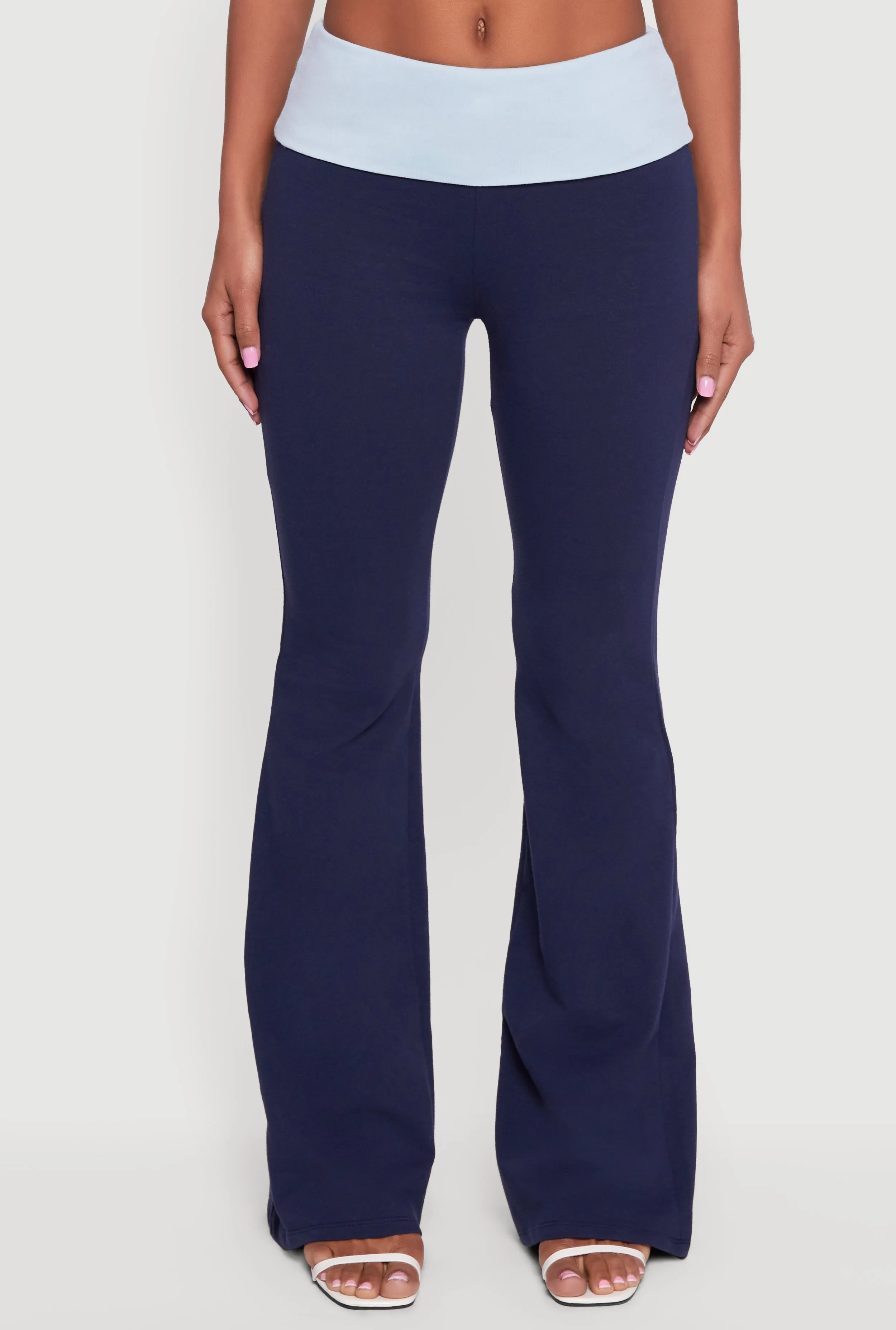 Color Blocked Fold Over Flare Leg Pants sold by Rainbow product image thumbnail 3