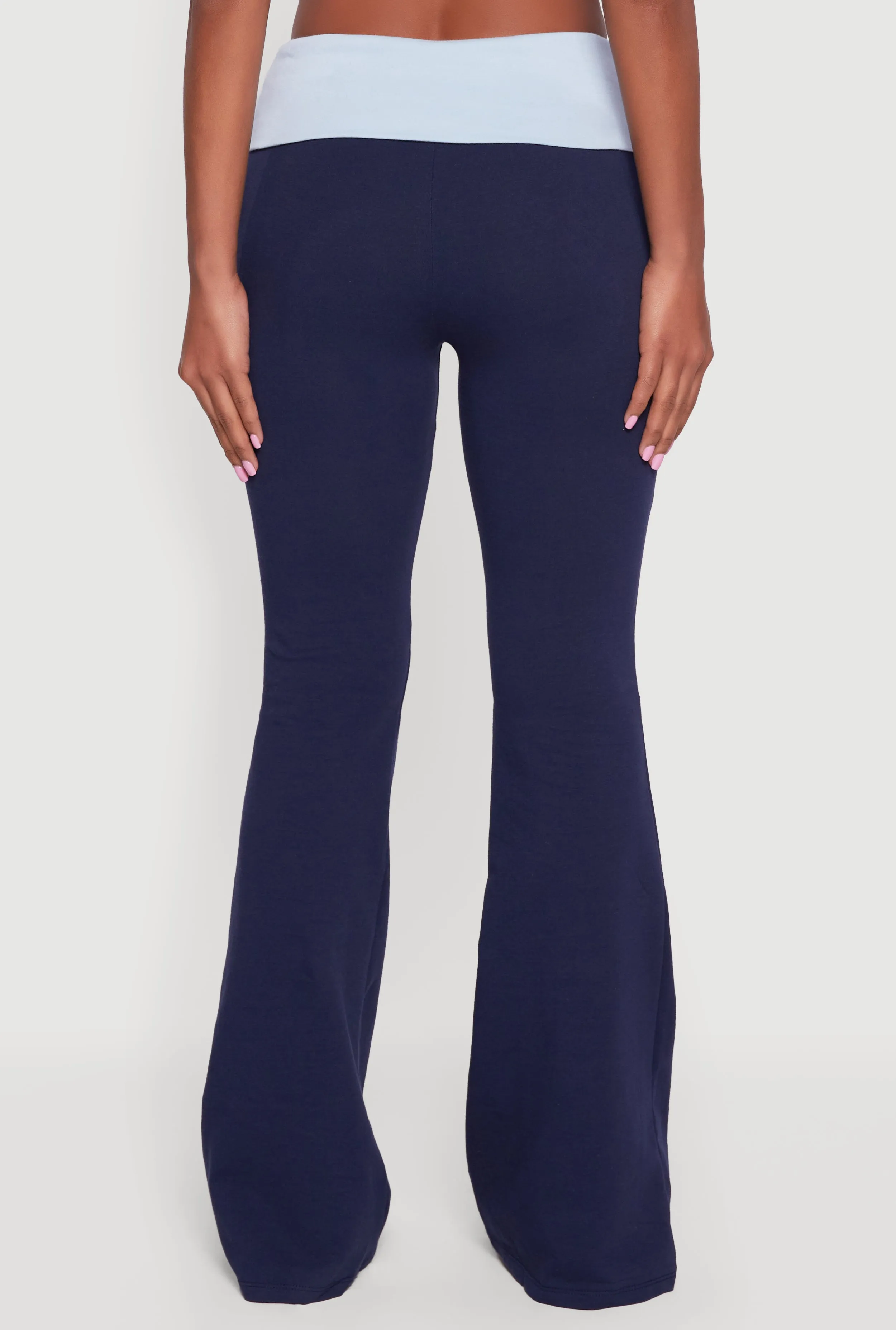 Color Blocked Fold Over Flare Leg Pants sold by Rainbow product image thumbnail 5