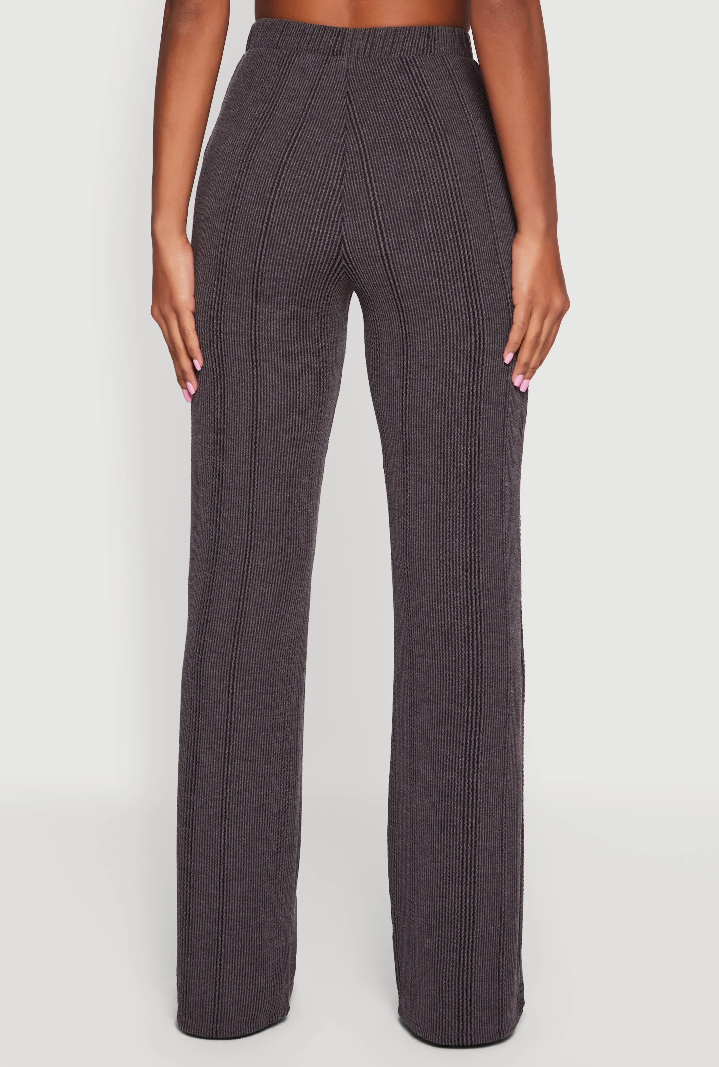 High Waisted Ribbed Knit Straight Leg Pants sold by Rainbow product image thumbnail 5