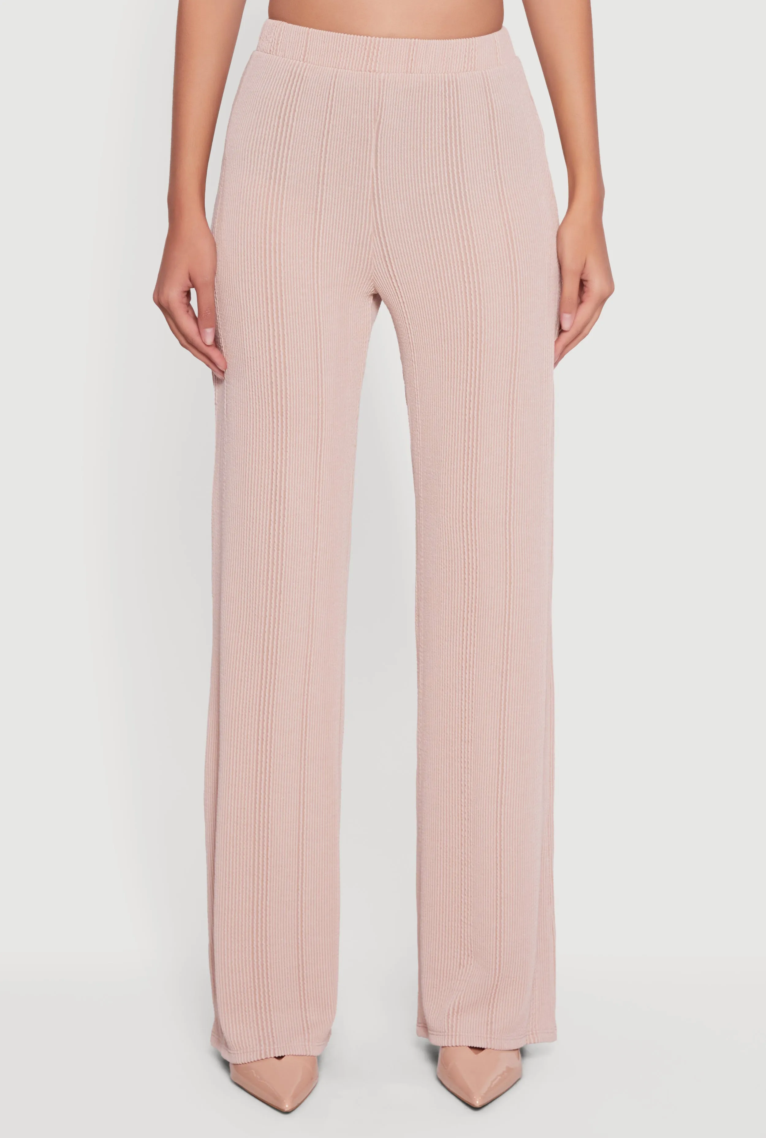 High Waisted Ribbed Knit Straight Leg Pants sold by Rainbow product image thumbnail 3