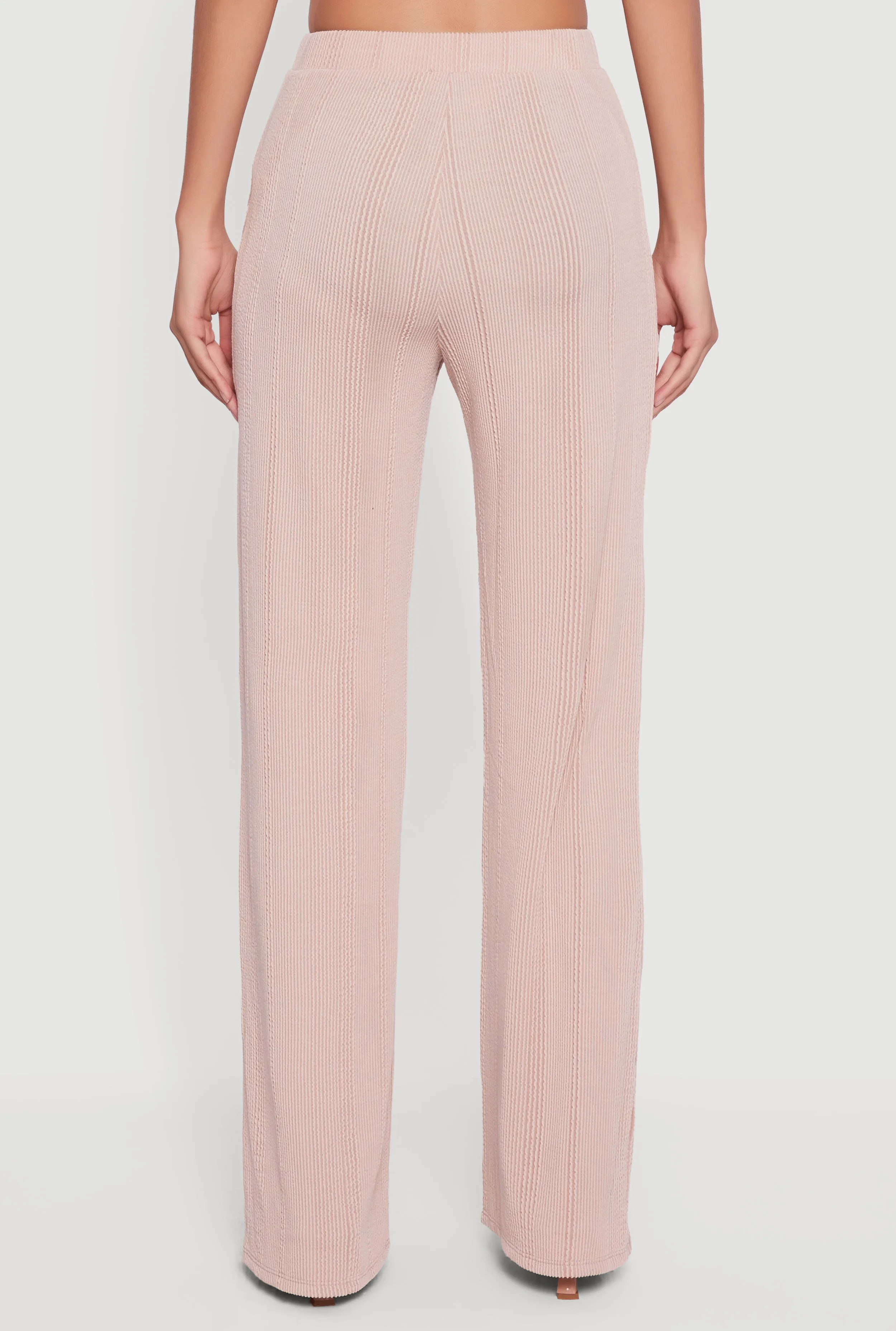 High Waisted Ribbed Knit Straight Leg Pants sold by Rainbow product image thumbnail 5