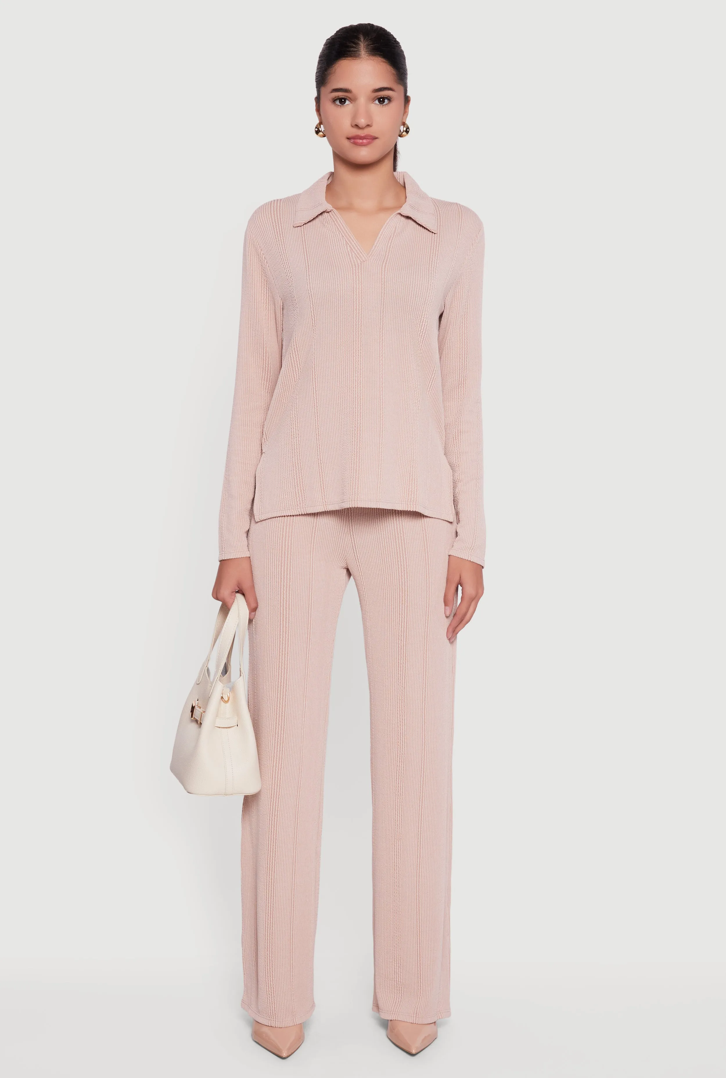 High Waisted Ribbed Knit Straight Leg Pants sold by Rainbow product image thumbnail 2