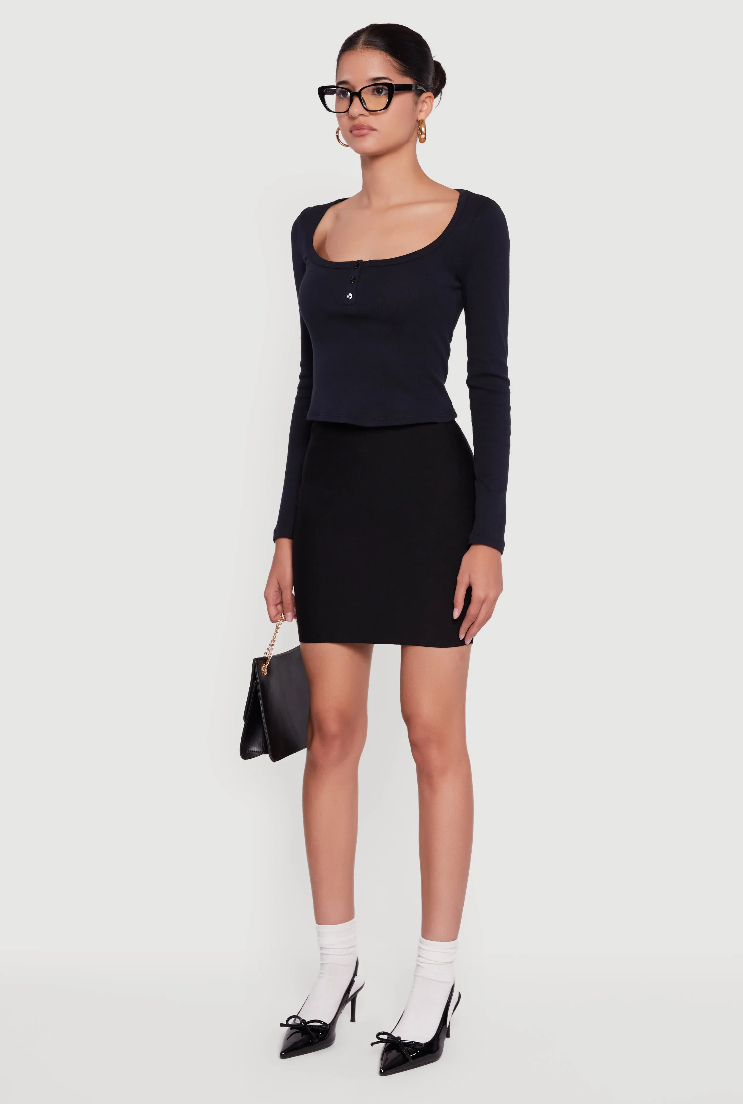 Henley Long Sleeve Crop Top sold by Rainbow product image thumbnail 5