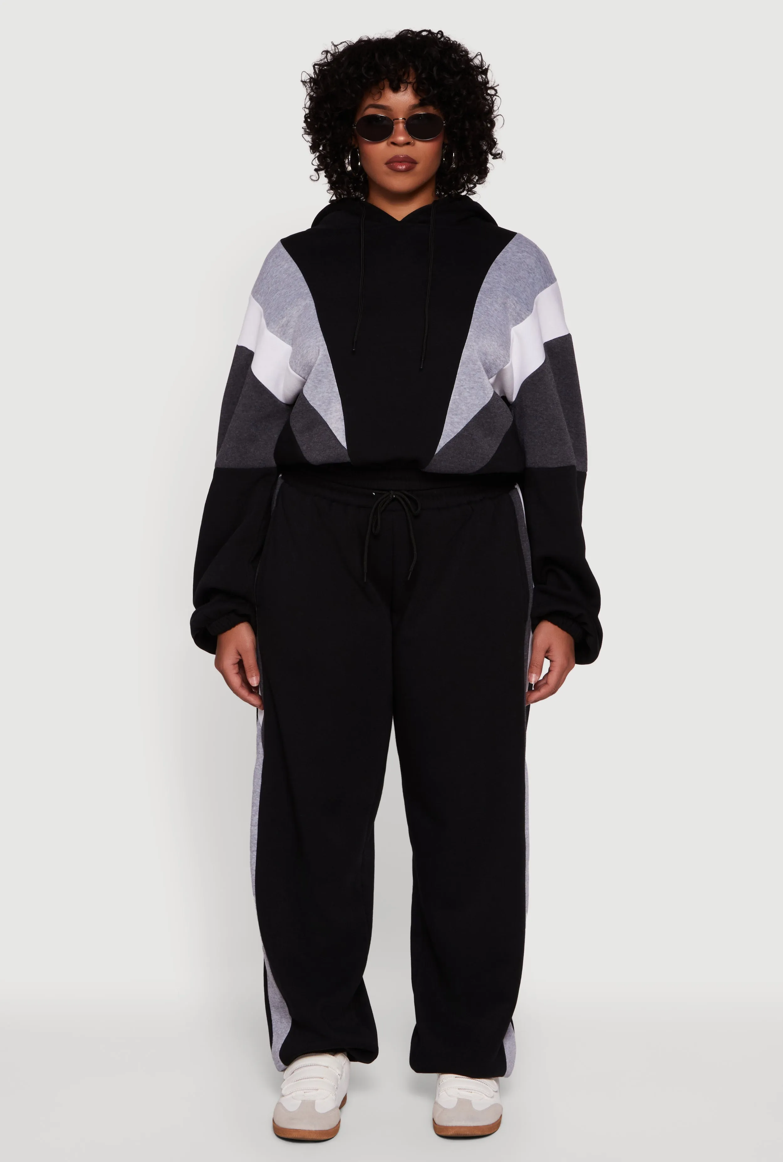 Plus Size Color Blocked Hooded Sweatshirt sold by Rainbow product image thumbnail 2