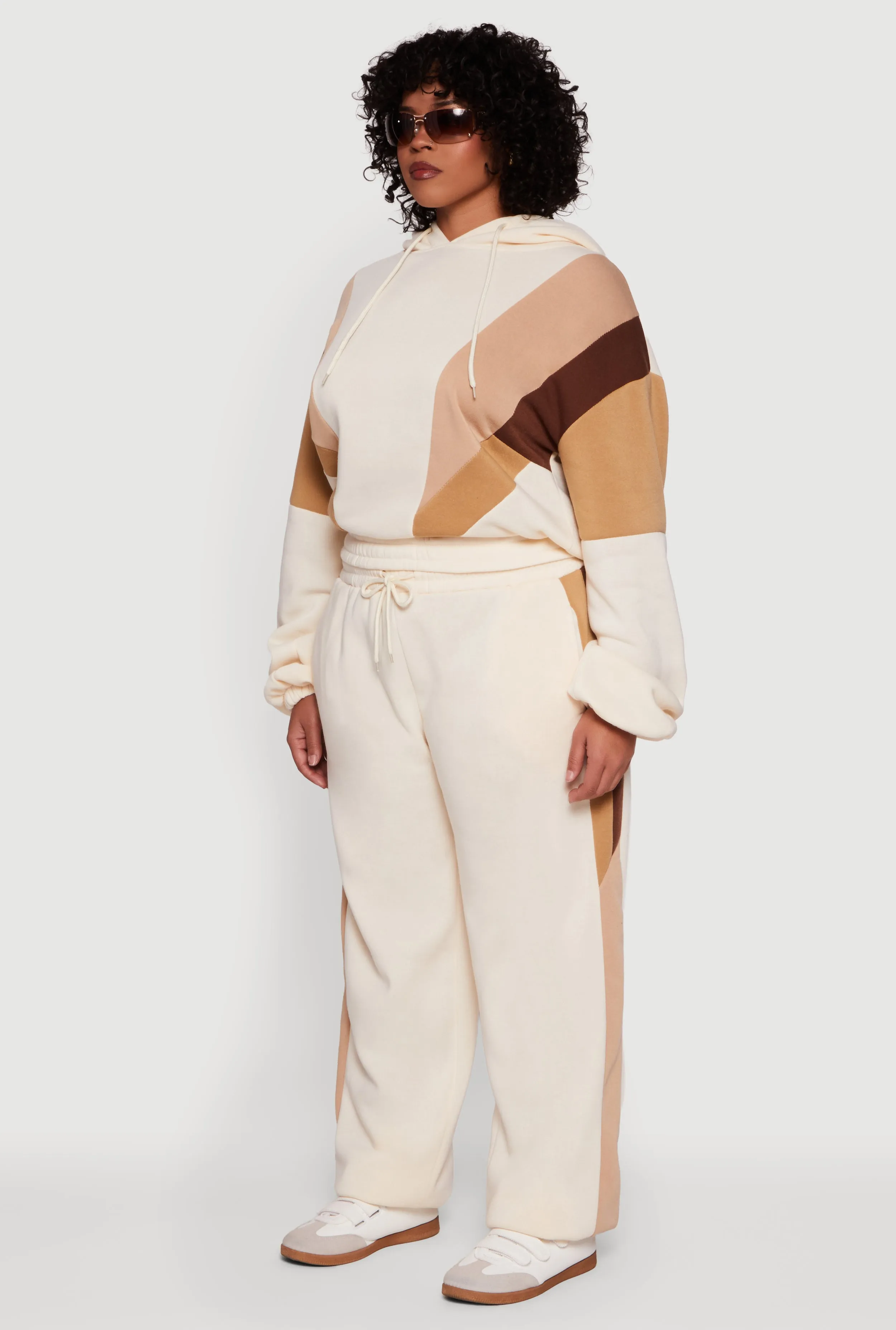 Plus Size Color Blocked Hooded Sweatshirt sold by Rainbow product image thumbnail 5