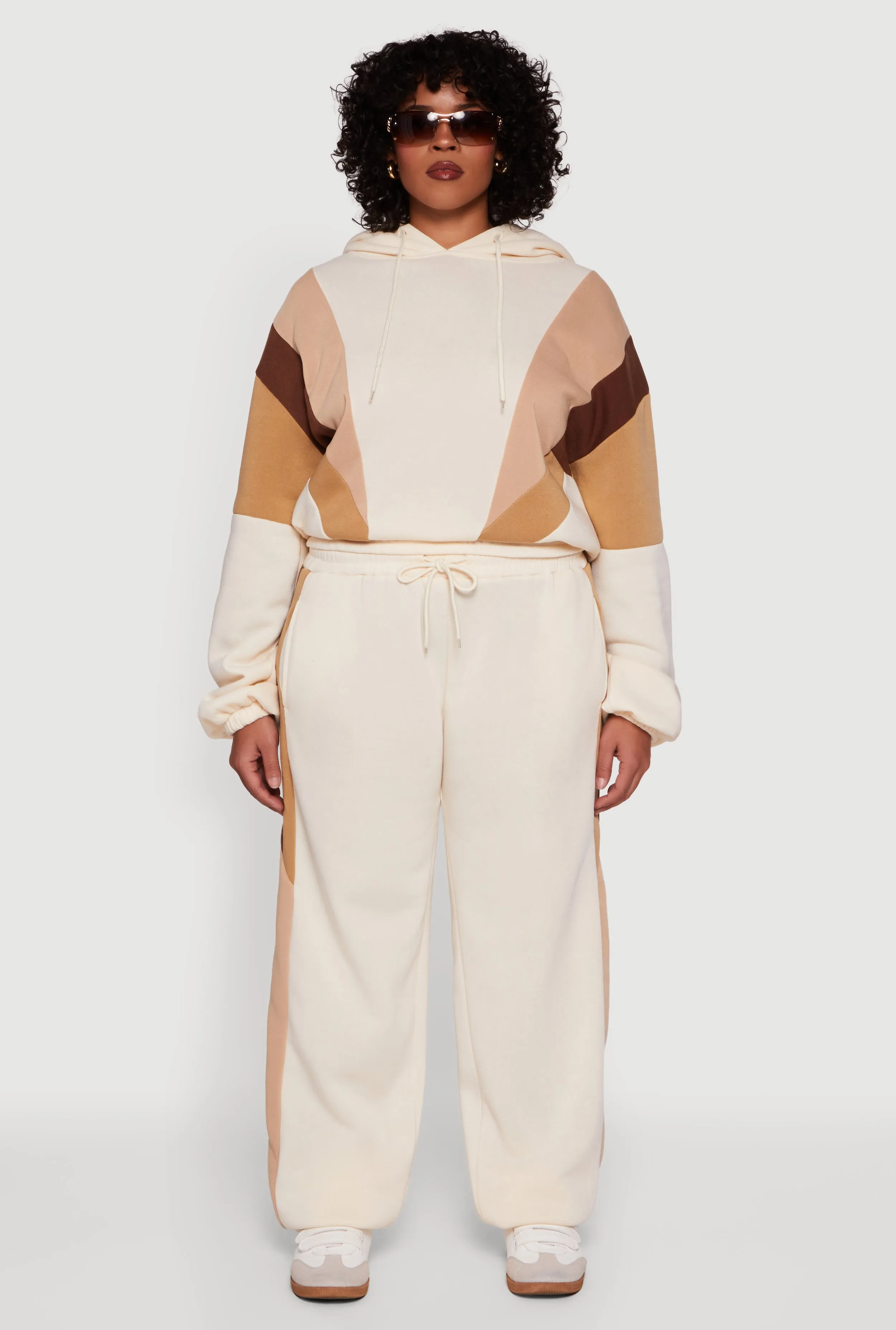 Plus Size Color Blocked Hooded Sweatshirt sold by Rainbow product image thumbnail 2