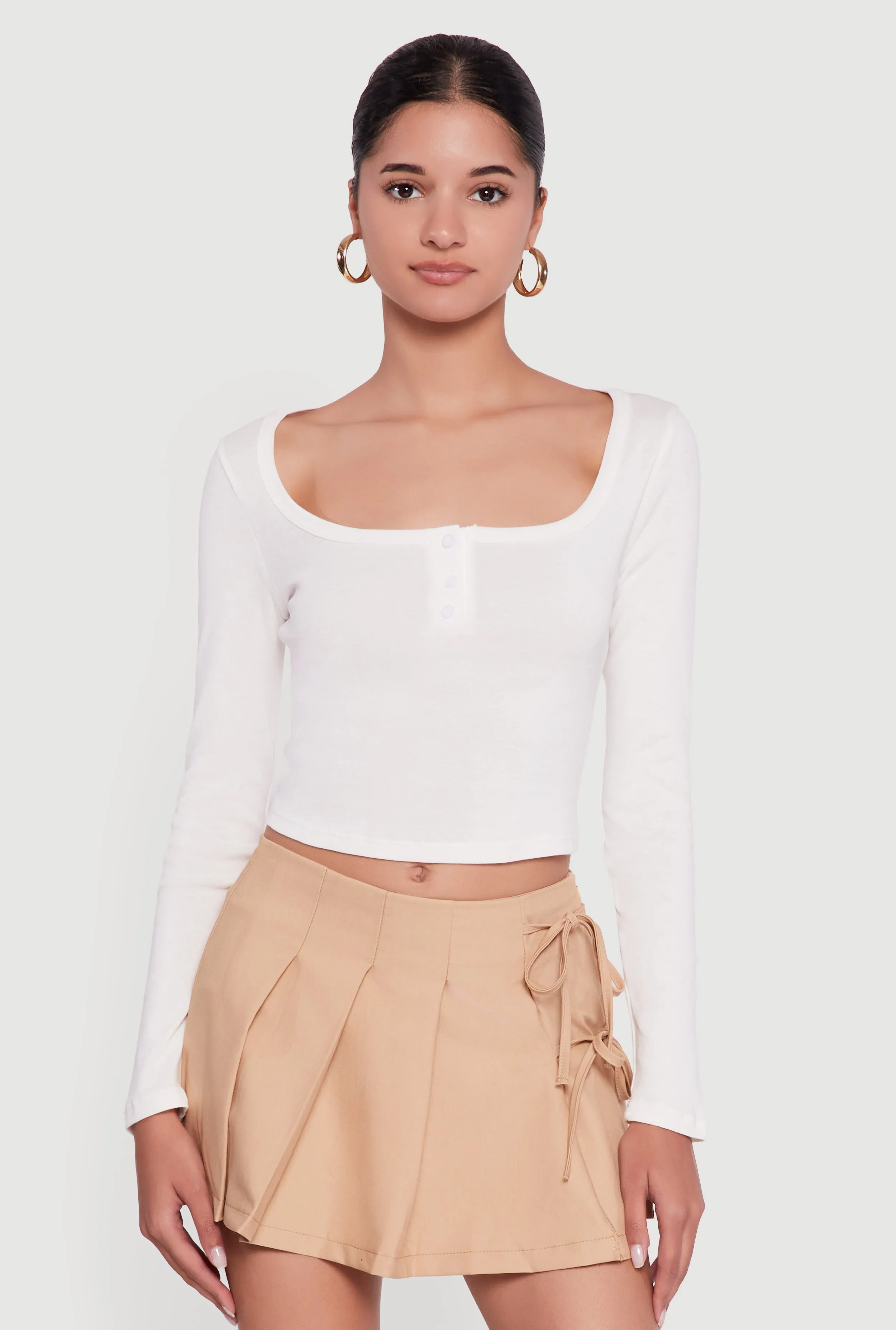 Henley Long Sleeve Crop Top sold by Rainbow product image thumbnail 2