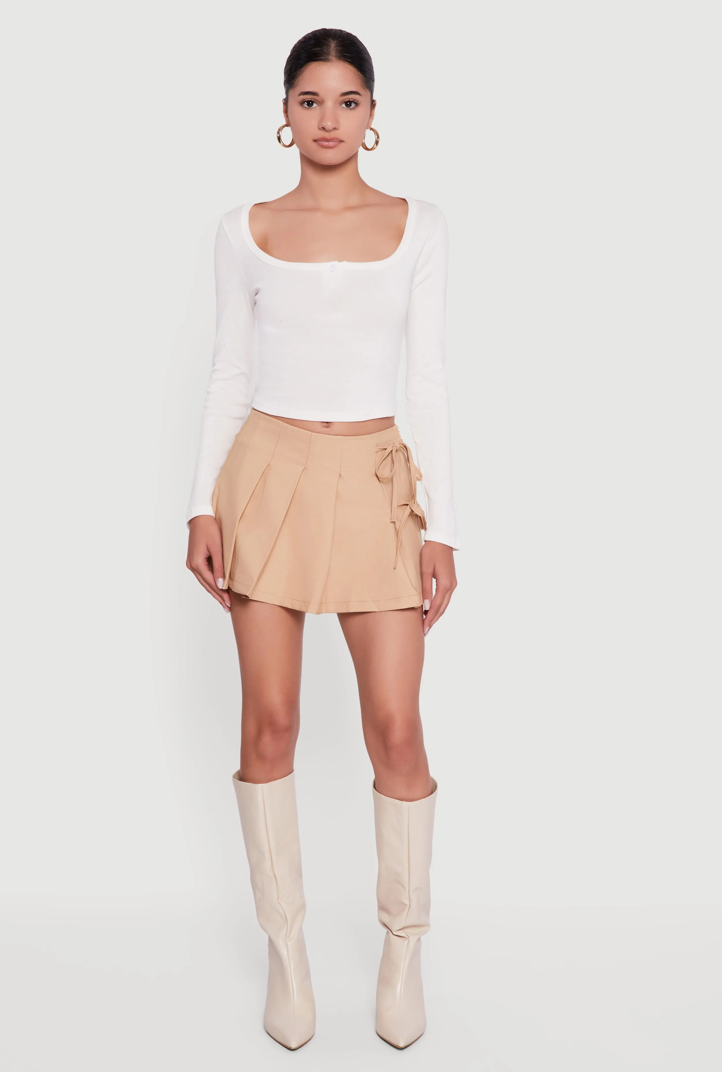 Henley Long Sleeve Crop Top sold by Rainbow