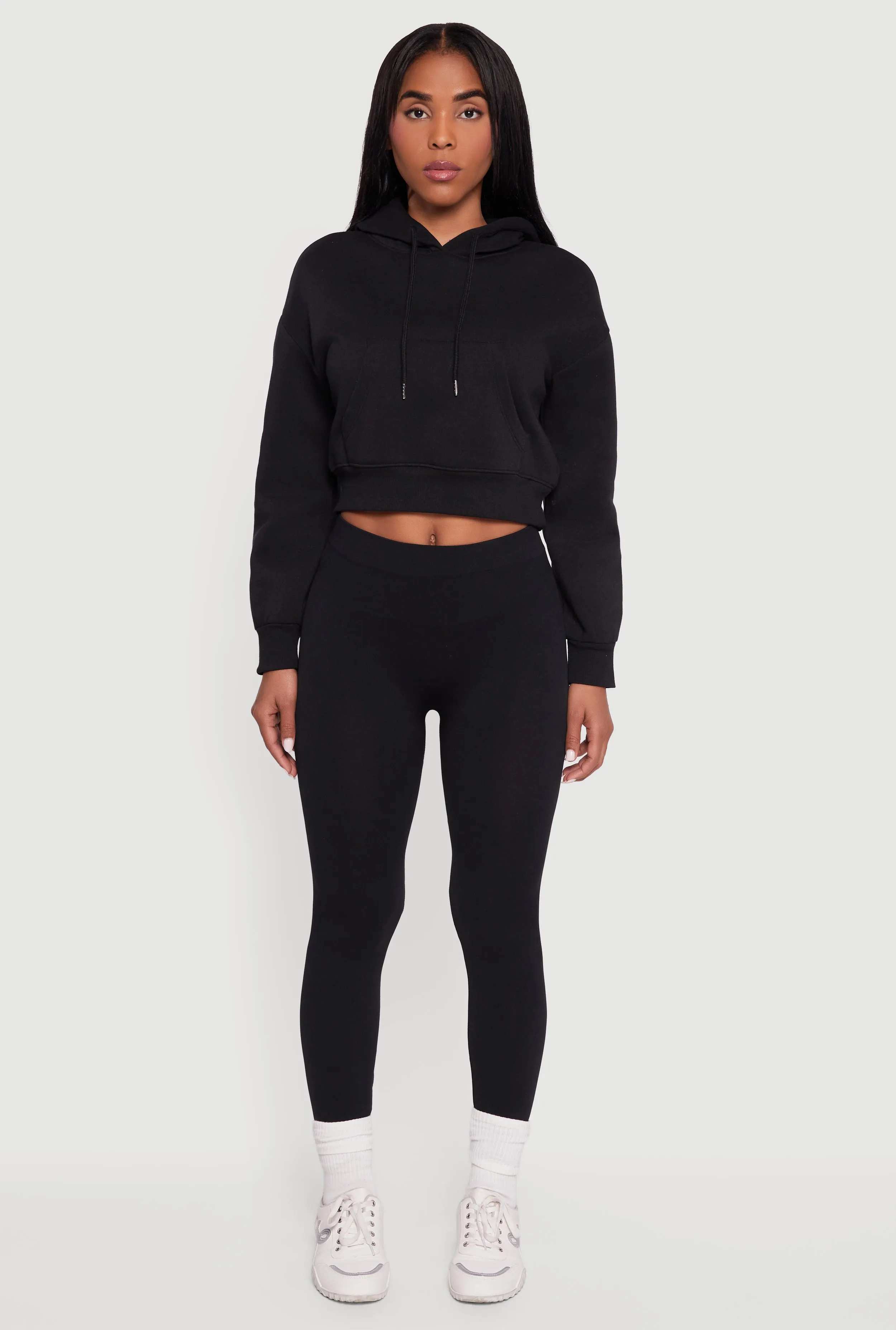 Kangaroo Pocket Cropped Pullover Hoodie sold by Rainbow product image thumbnail 3