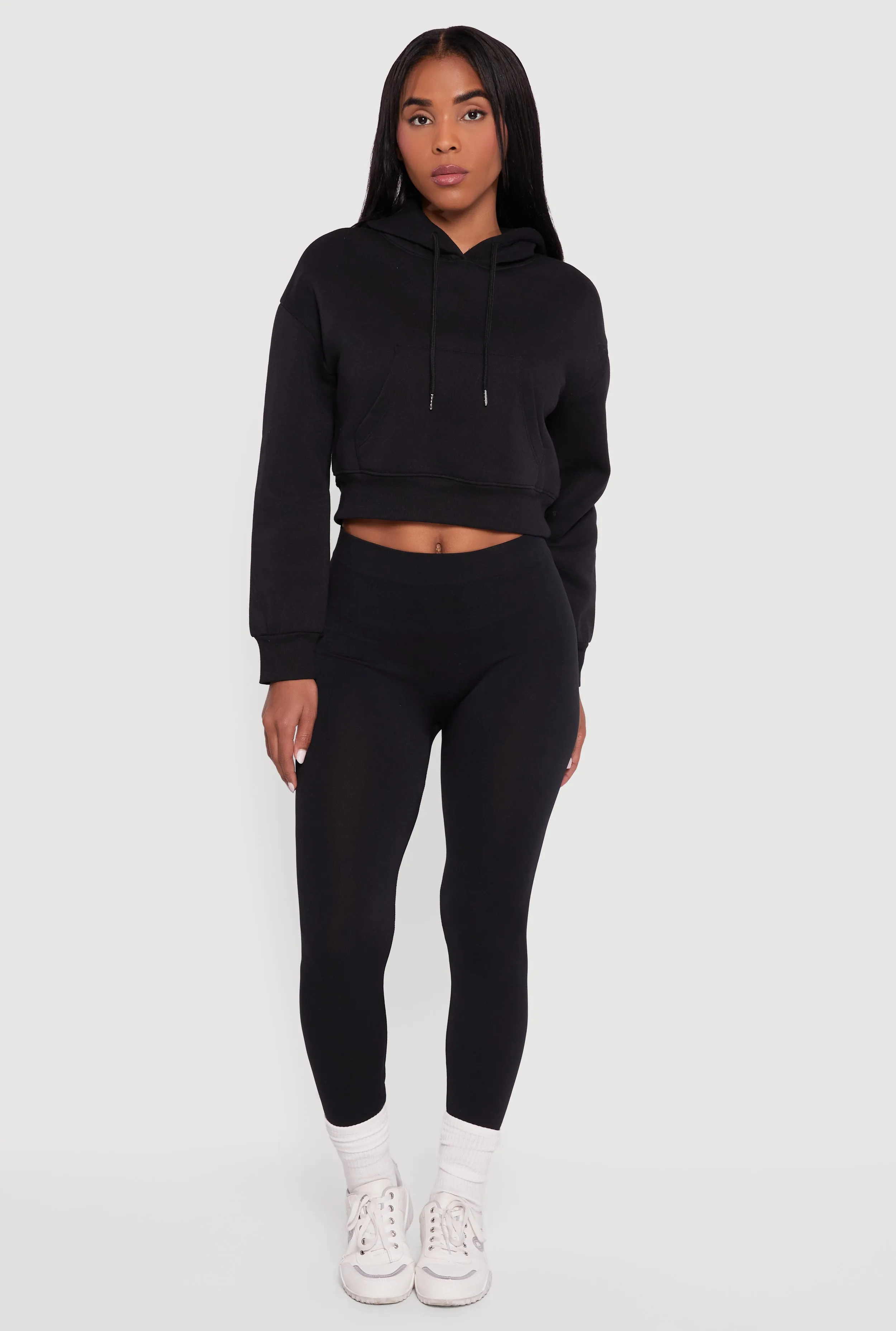 Kangaroo Pocket Cropped Pullover Hoodie sold by Rainbow