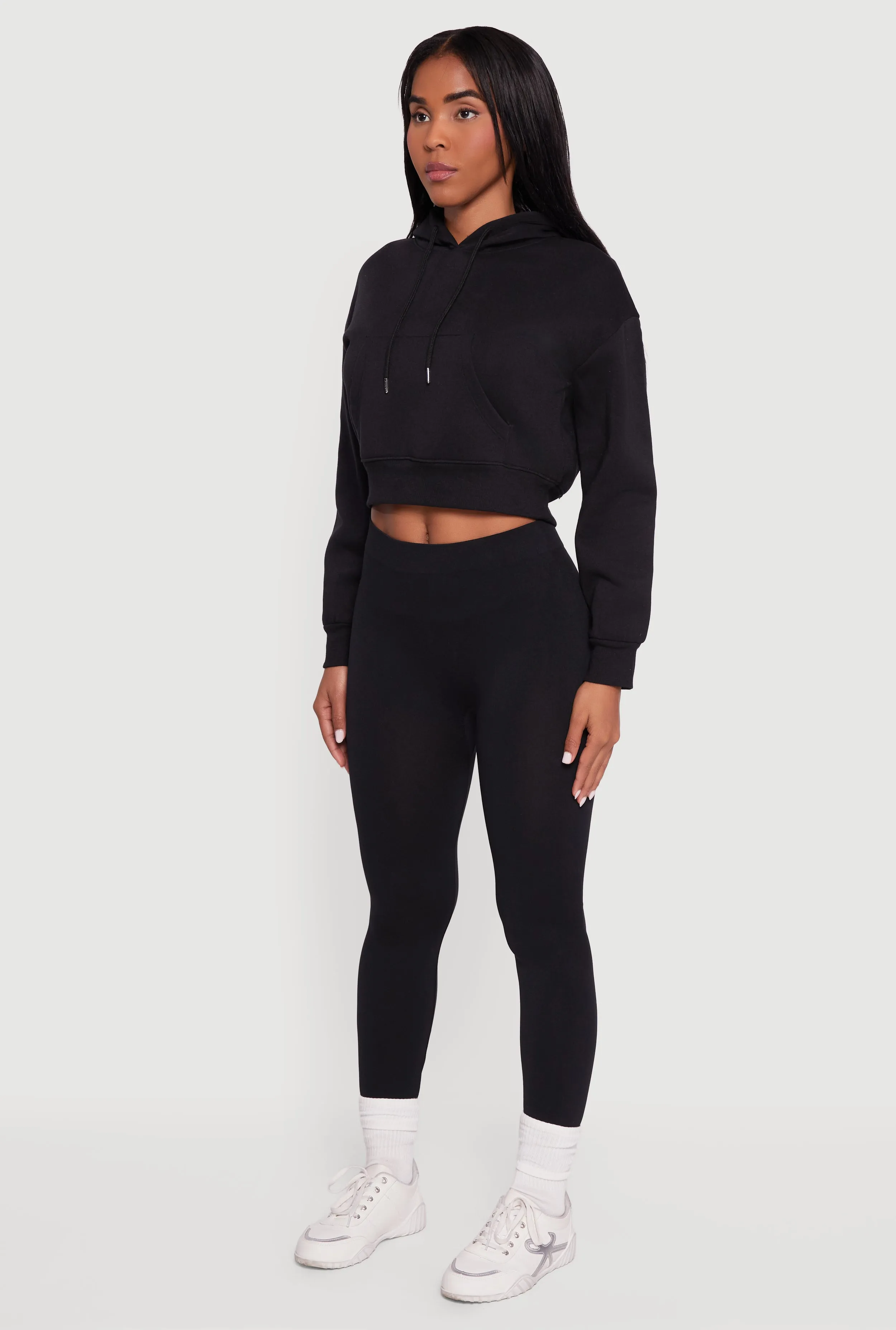Kangaroo Pocket Cropped Pullover Hoodie sold by Rainbow product image thumbnail 5