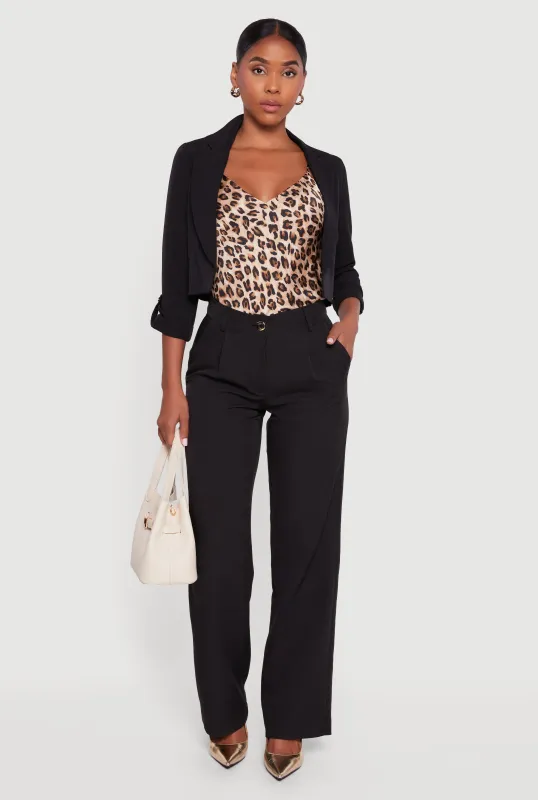 Crepe Knit Pleated Straight Leg Dress Pants sold by Rainbow