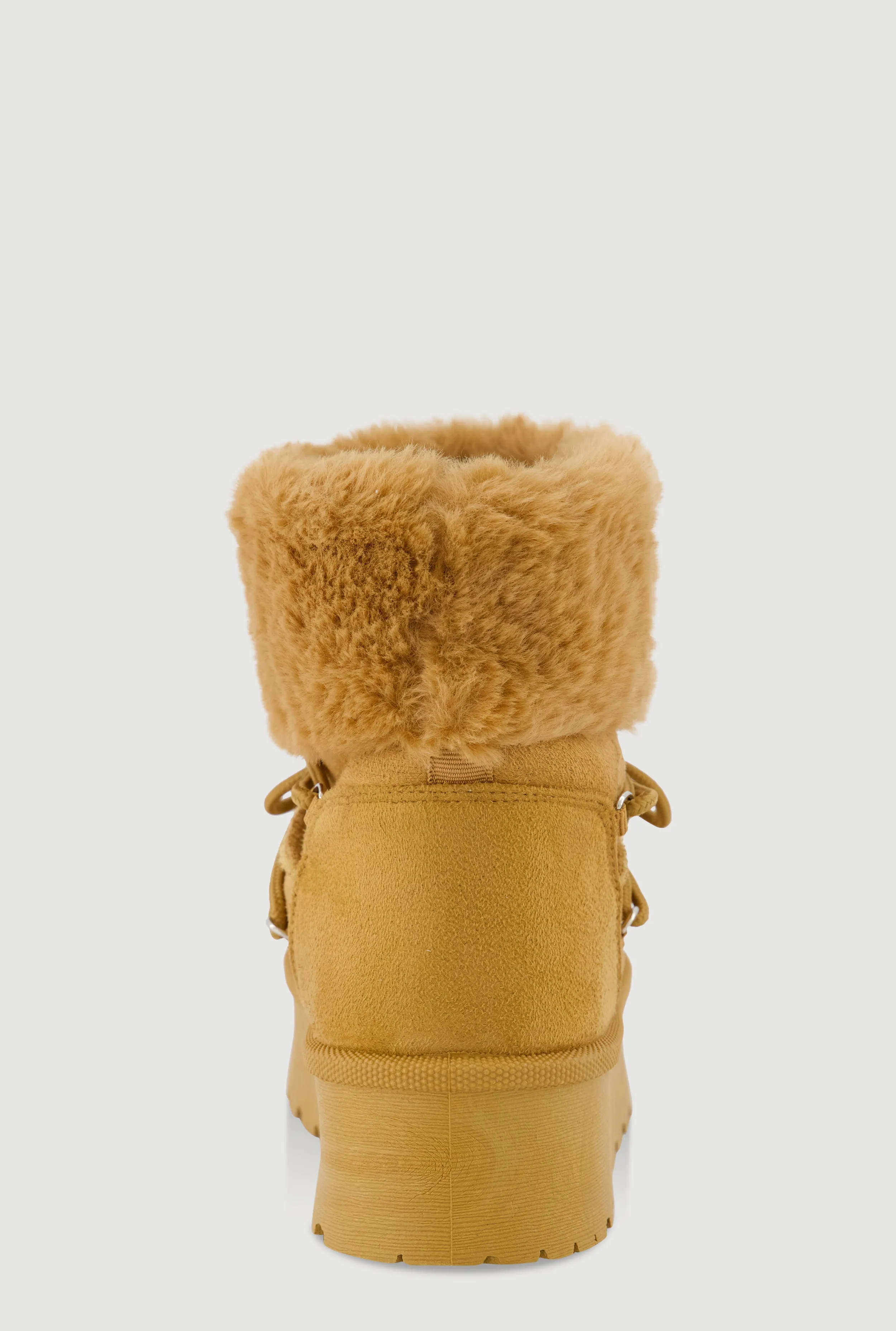 Faux Suede Lace Up Platform Booties with Faux Fur sold by Rainbow product image thumbnail 3