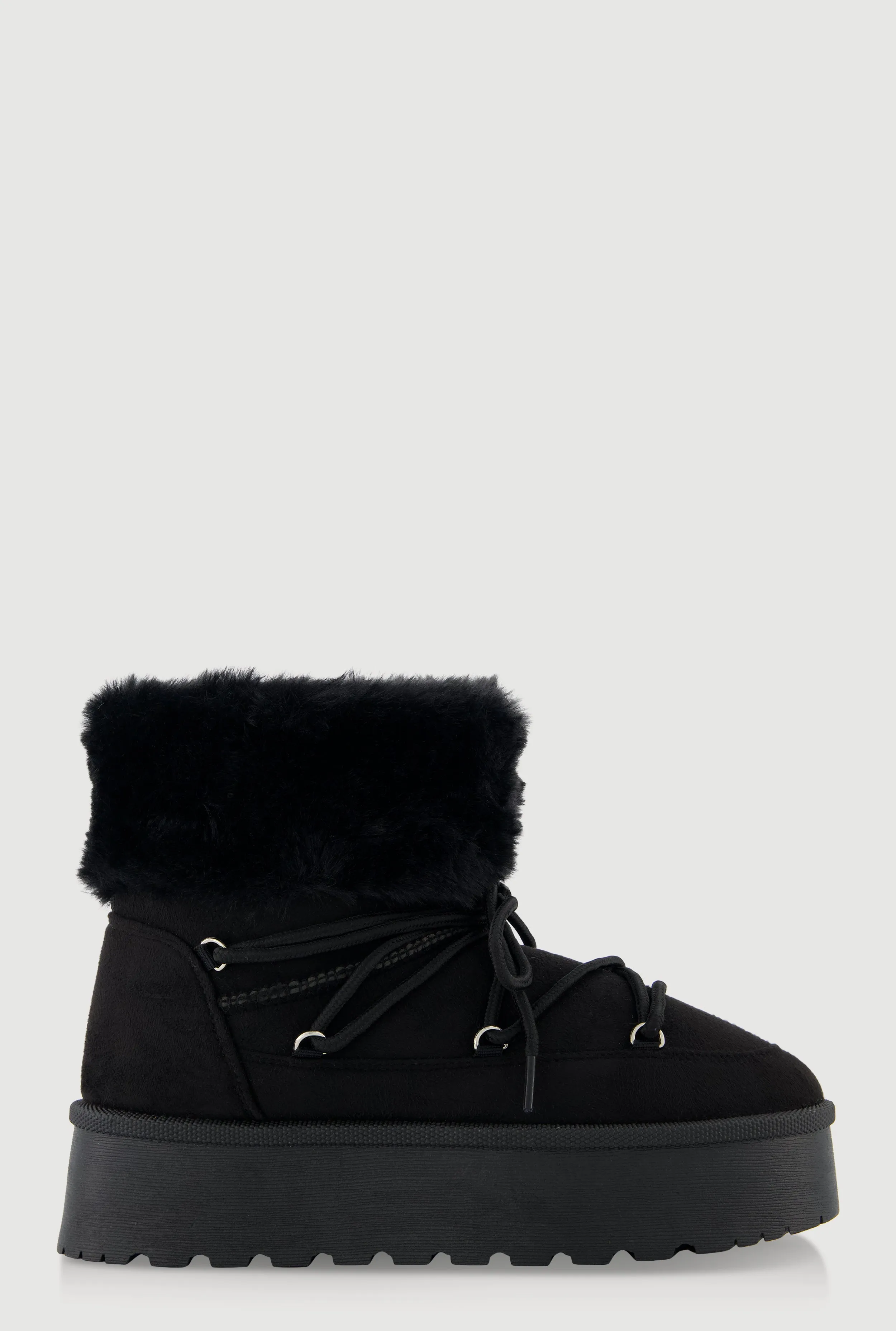 Faux Suede Lace Up Platform Booties with Faux Fur sold by Rainbow product image thumbnail 2