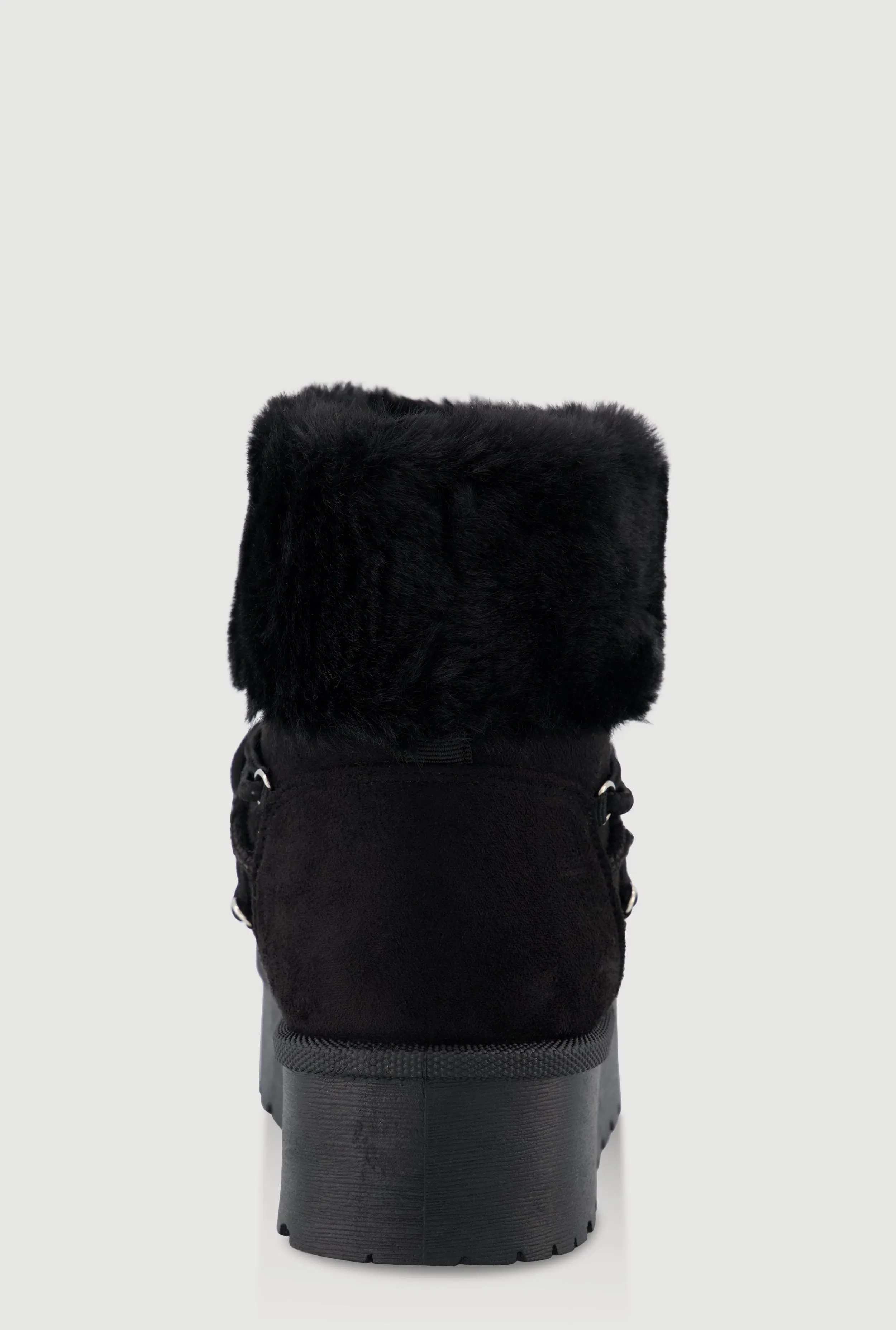 Faux Suede Lace Up Platform Booties with Faux Fur sold by Rainbow product image thumbnail 3