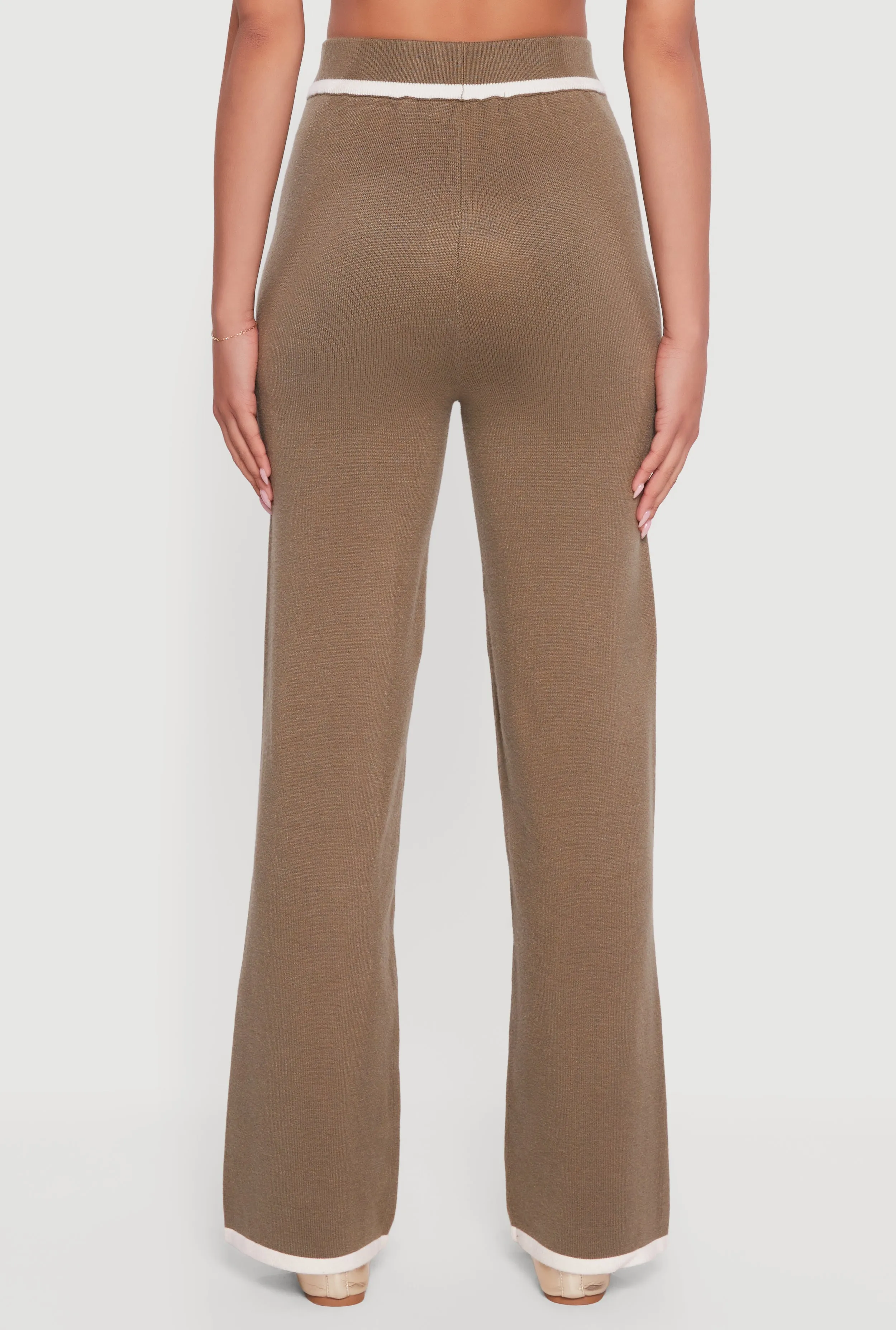 Contrast Trim High Waisted Straight Leg Casual Pants sold by Rainbow product image thumbnail 5