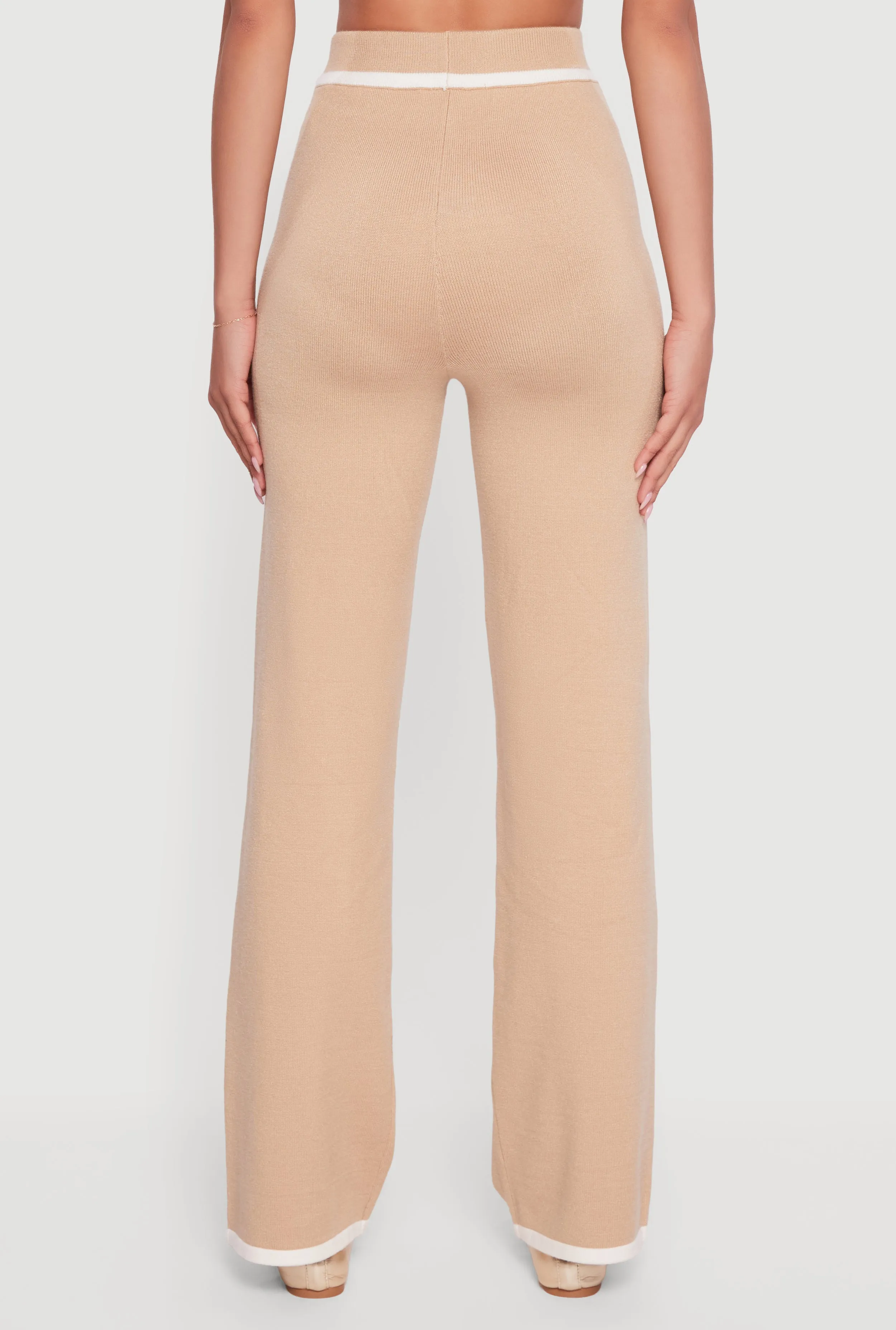 Contrast Trim High Waisted Straight Leg Casual Pants sold by Rainbow product image thumbnail 5