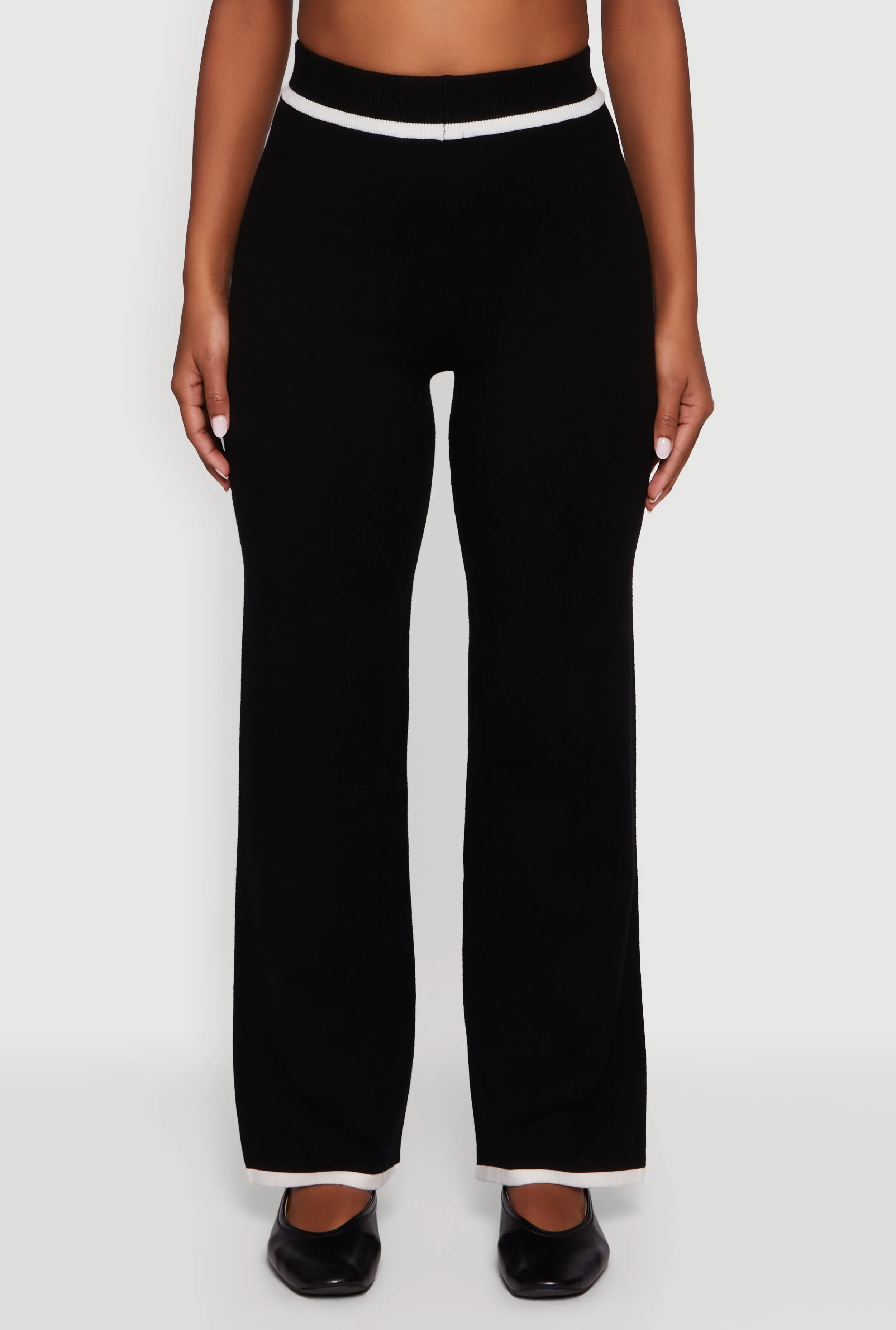 Contrast Trim High Waisted Straight Leg Casual Pants sold by Rainbow product image thumbnail 3