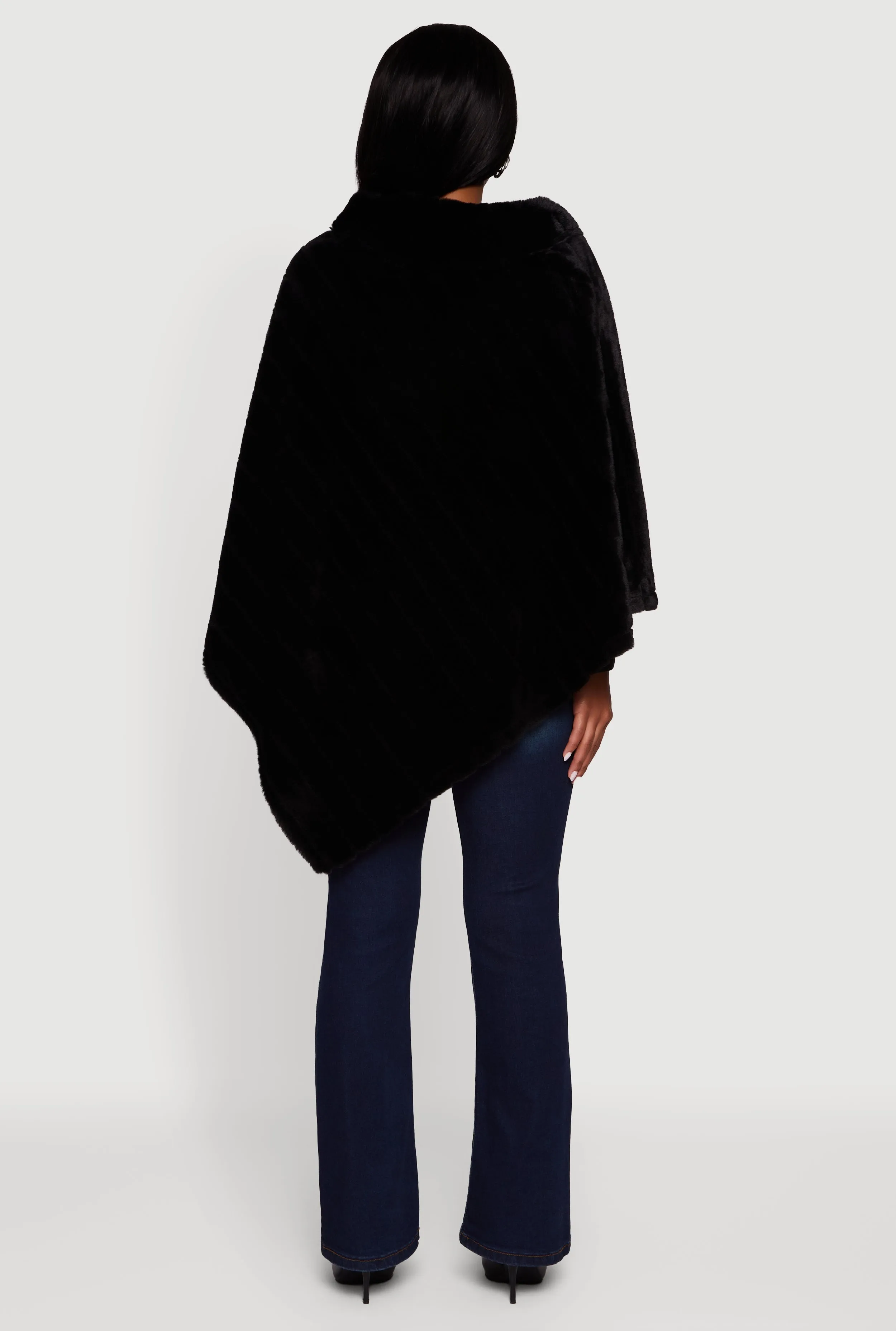 Faux Fur Solid Funnel Neck Poncho sold by Rainbow product image thumbnail 5