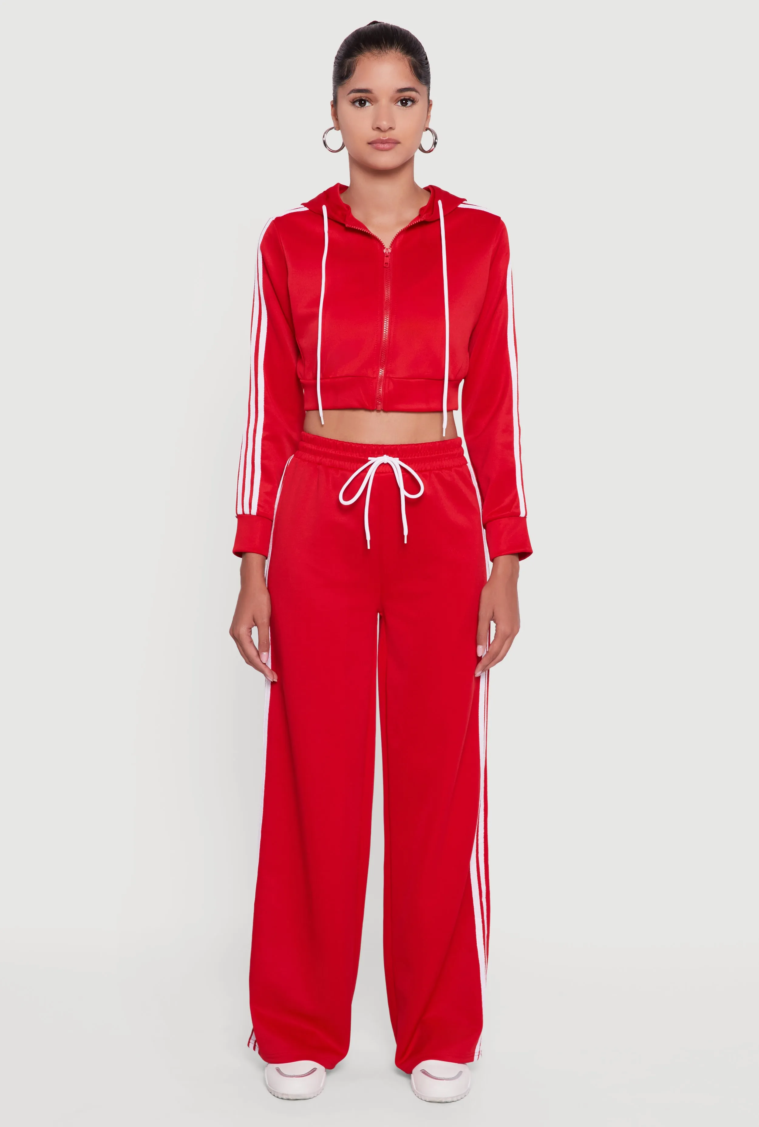 Contrast Trim Hooded Zip Front Cropped Hoodie sold by Rainbow product image thumbnail 3