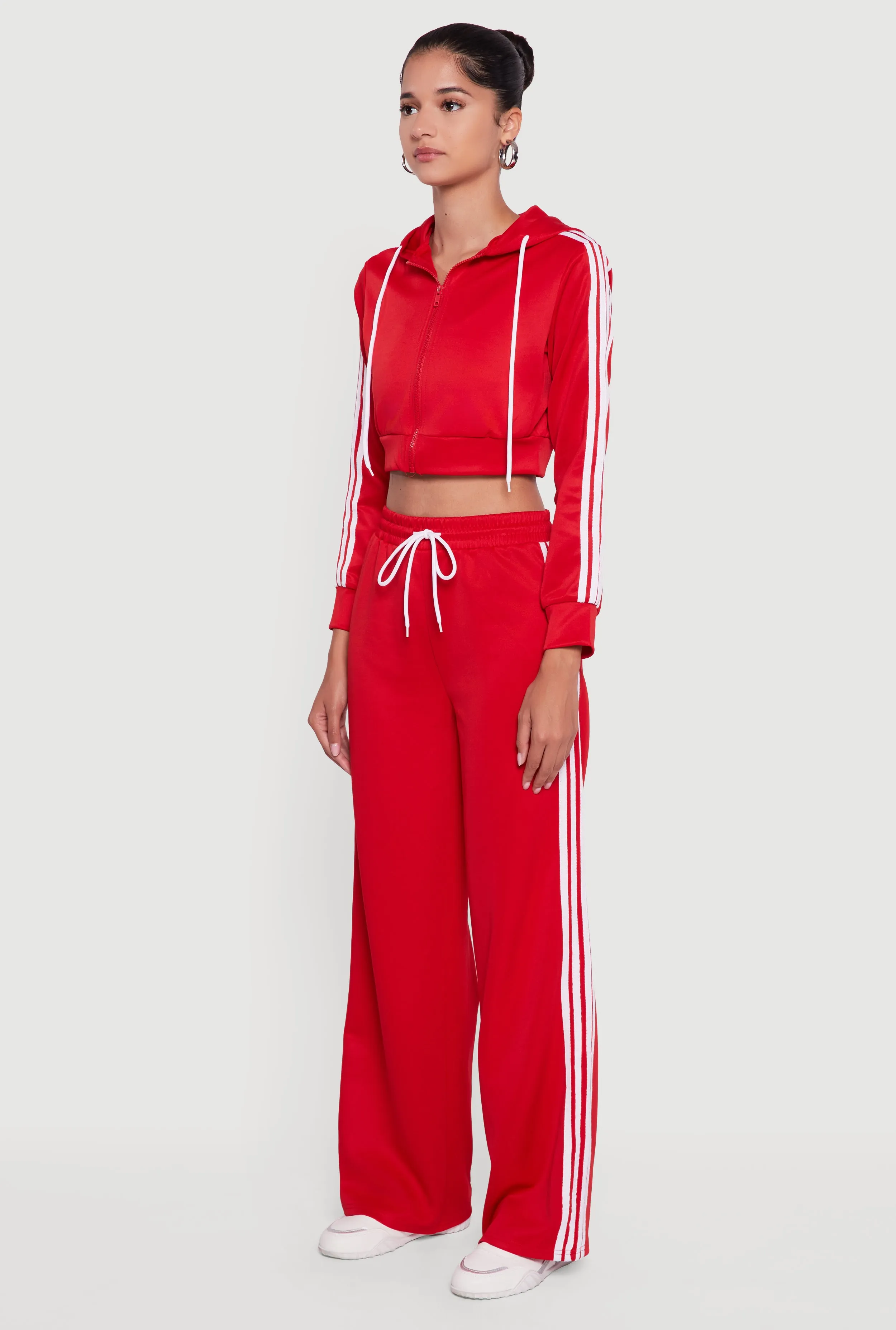 Contrast Trim Hooded Zip Front Cropped Hoodie sold by Rainbow product image thumbnail 5