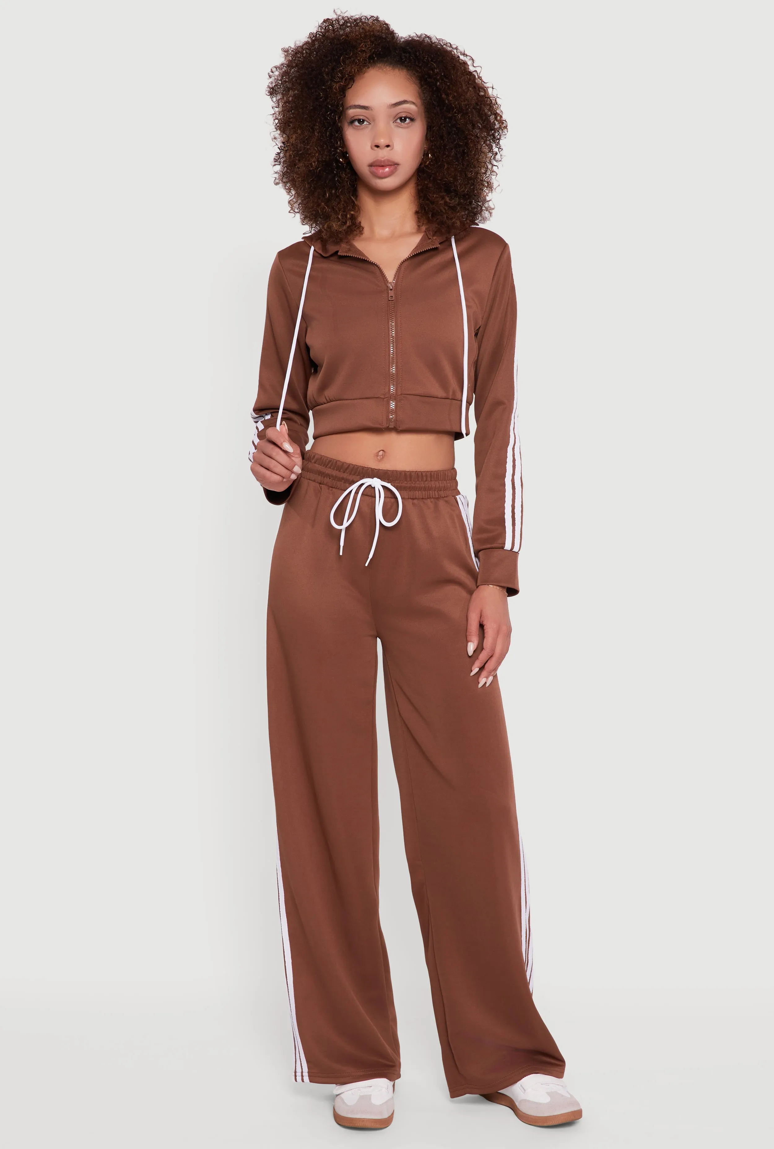 Contrast Trim Hooded Zip Front Cropped Hoodie sold by Rainbow product image thumbnail 2