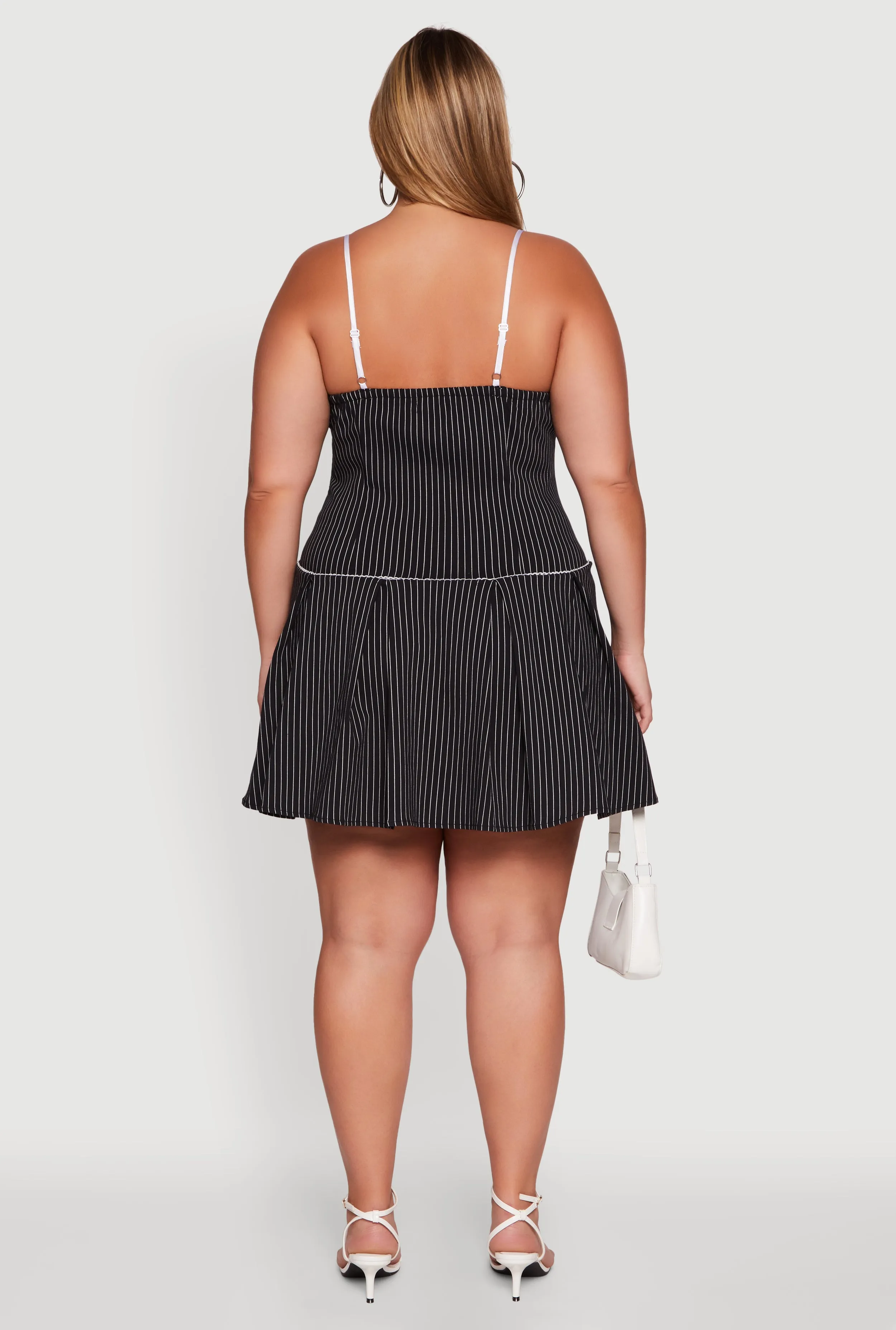 Plus Size Pinstripe Lace Detail Mini Skater Dress sold by Rainbow product image thumbnail 5