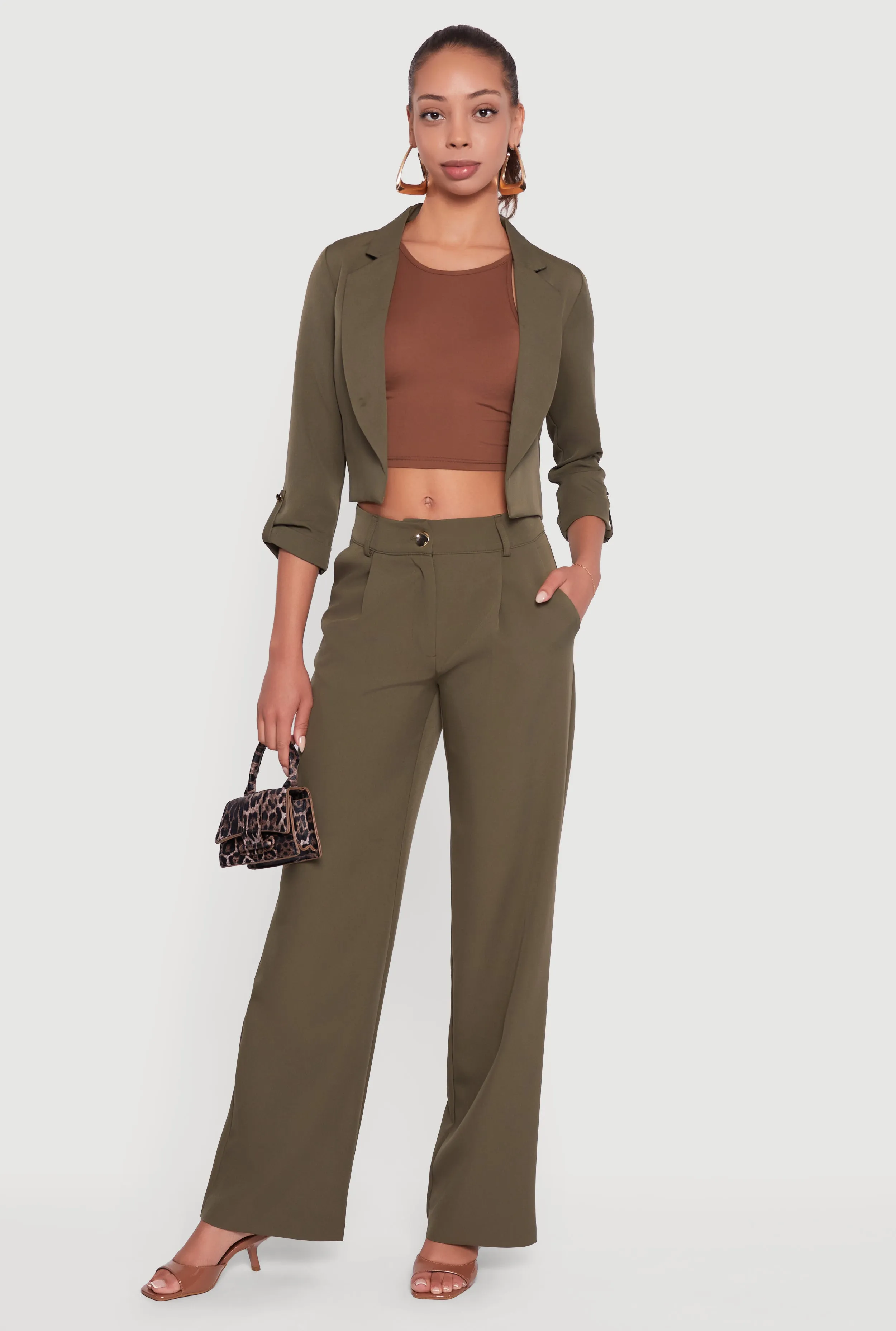 Crepe Knit Pleated Straight Leg Dress Pants sold by Rainbow