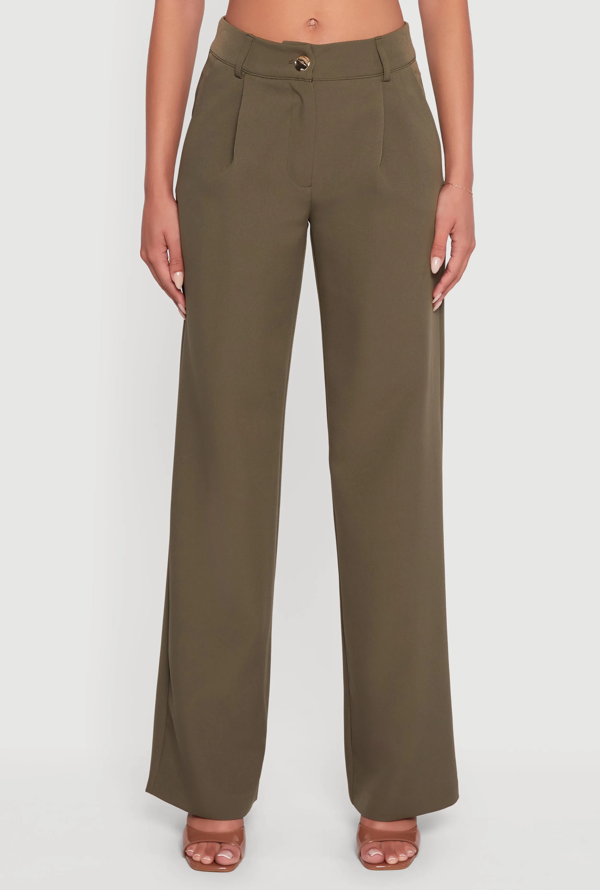 Crepe Knit Pleated Straight Leg Dress Pants sold by Rainbow product image thumbnail 3